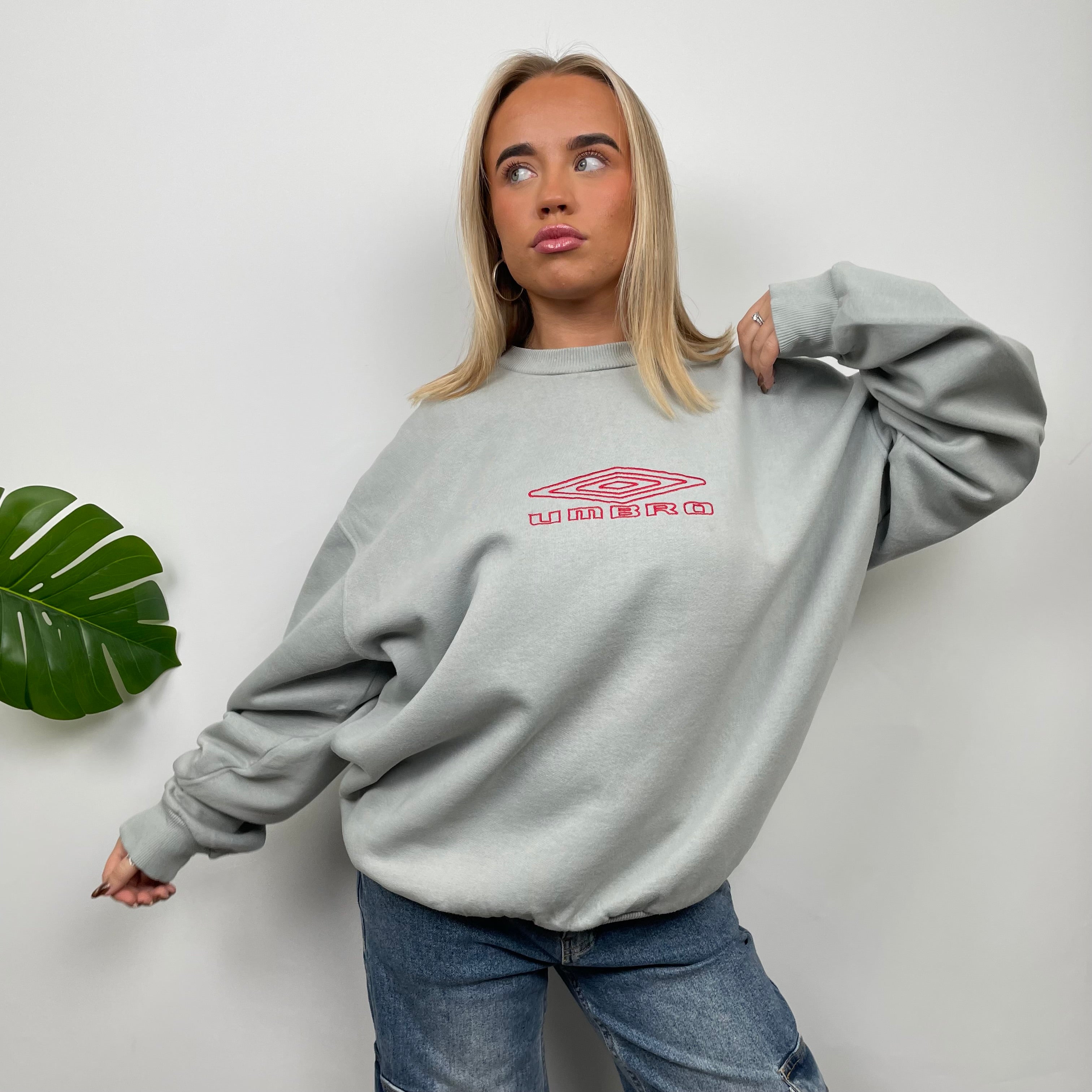 Umbro Grey Embroidered Spell Out Sweatshirt (L)