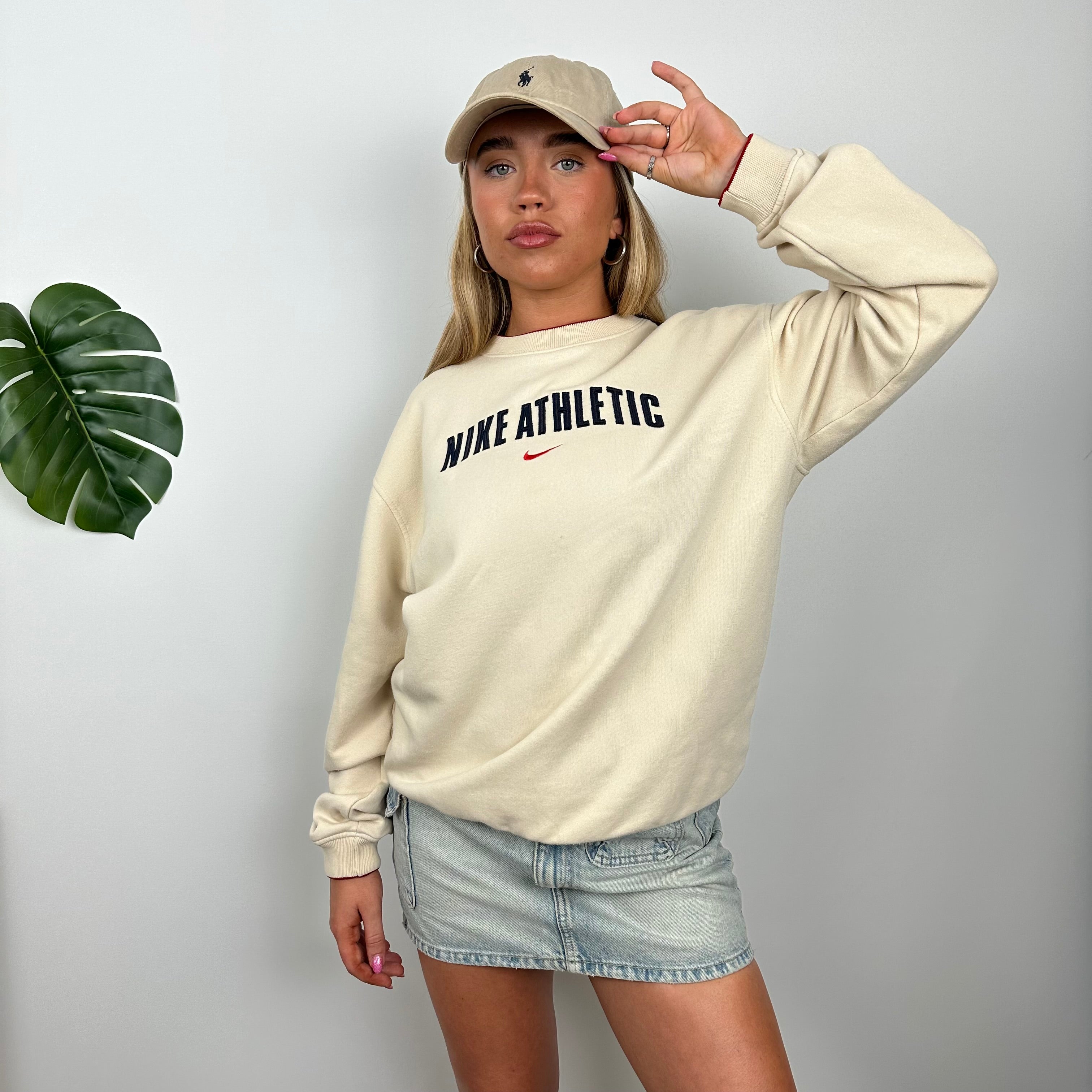 Nike Athletic Cream Embroidered Spell Out Sweatshirt (M)