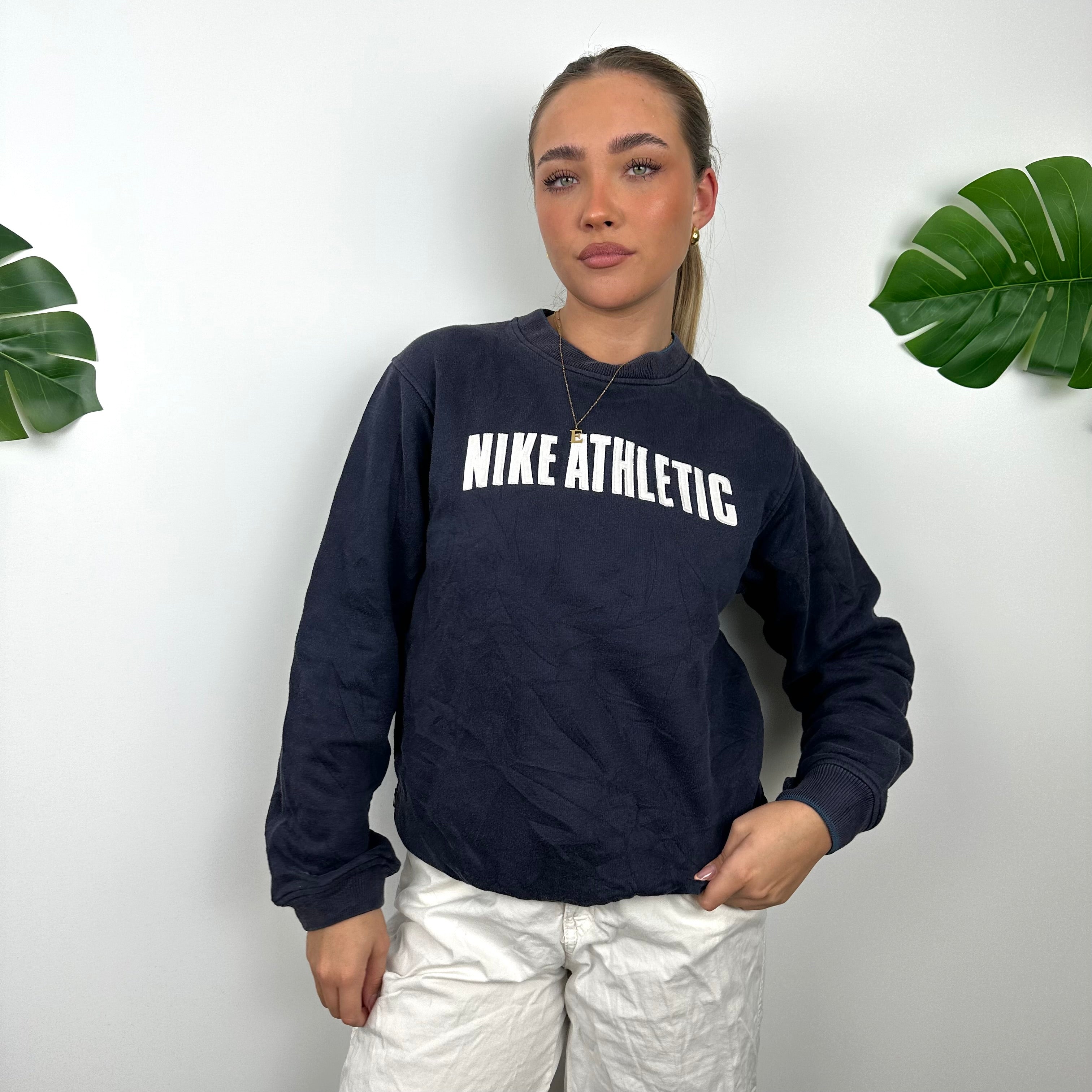 Nike Athletic Navy Embroidered Spell Out Sweatshirt (S)