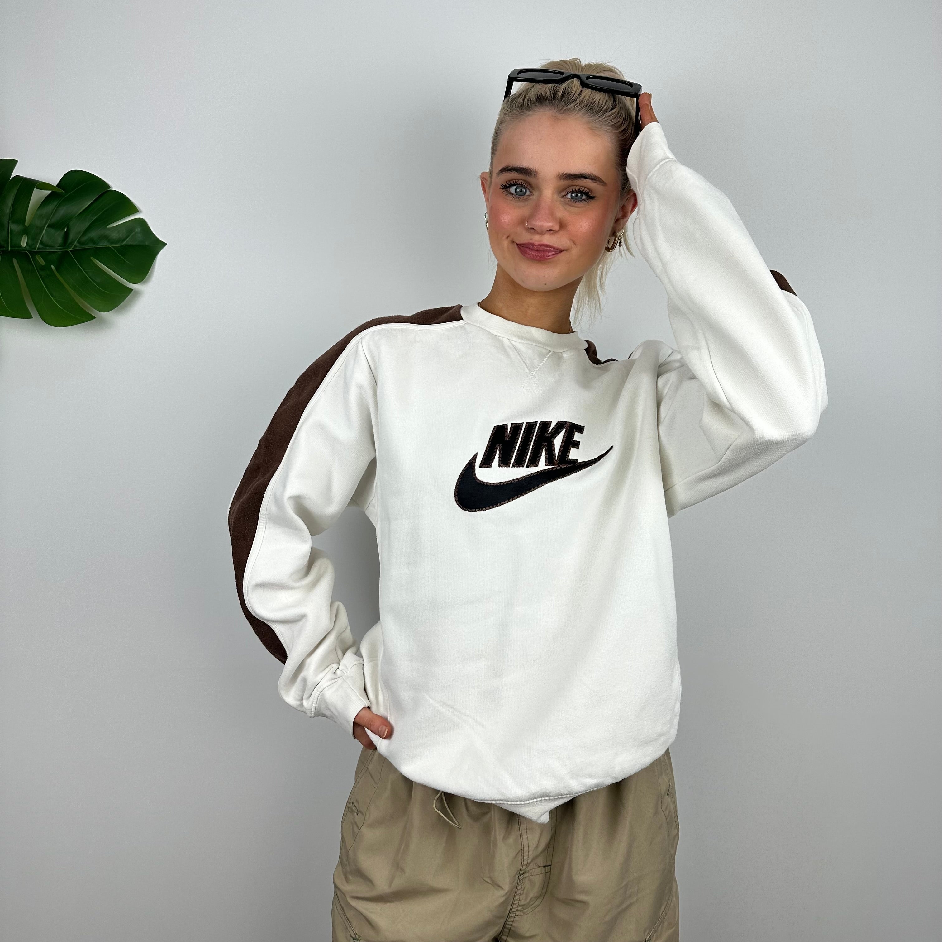 Nike RARE White Embroidered Spell Out Sweatshirt (S)