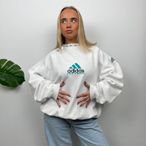 Adidas Equipment White Embroidered Spell Out Sweatshirt (L)