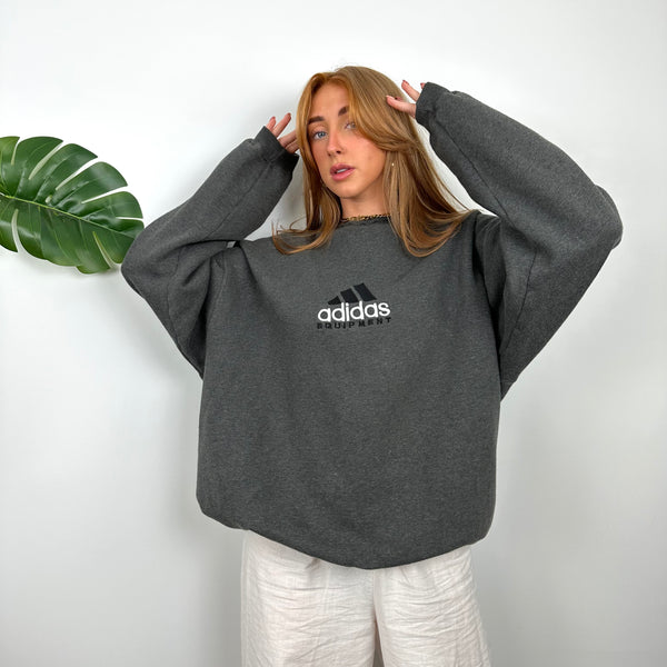 Adidas Equipment RARE Grey Embroidered Spell Out Sweatshirt (L)