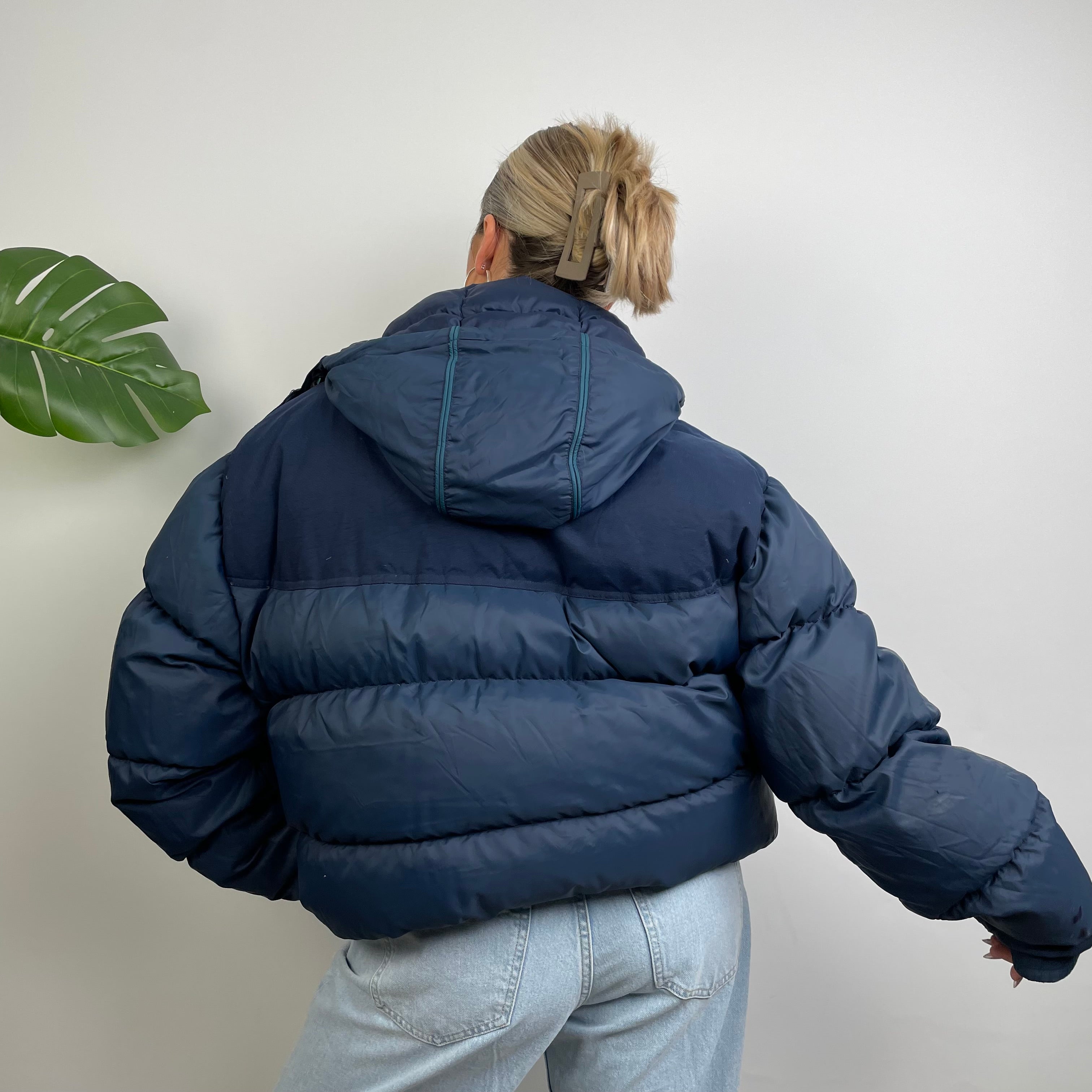 Nike RARE Navy Embroidered Swoosh Puffer Jacket (XL)