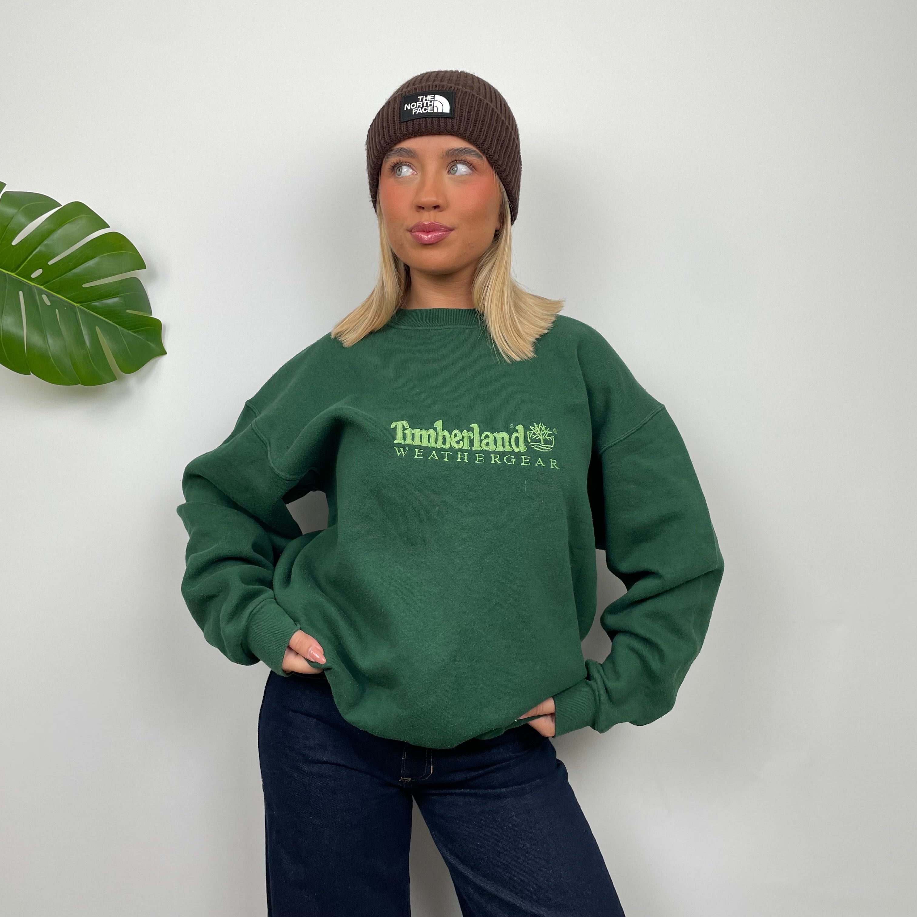 Timberland Green Embroidered Spell Out Sweatshirt (M)