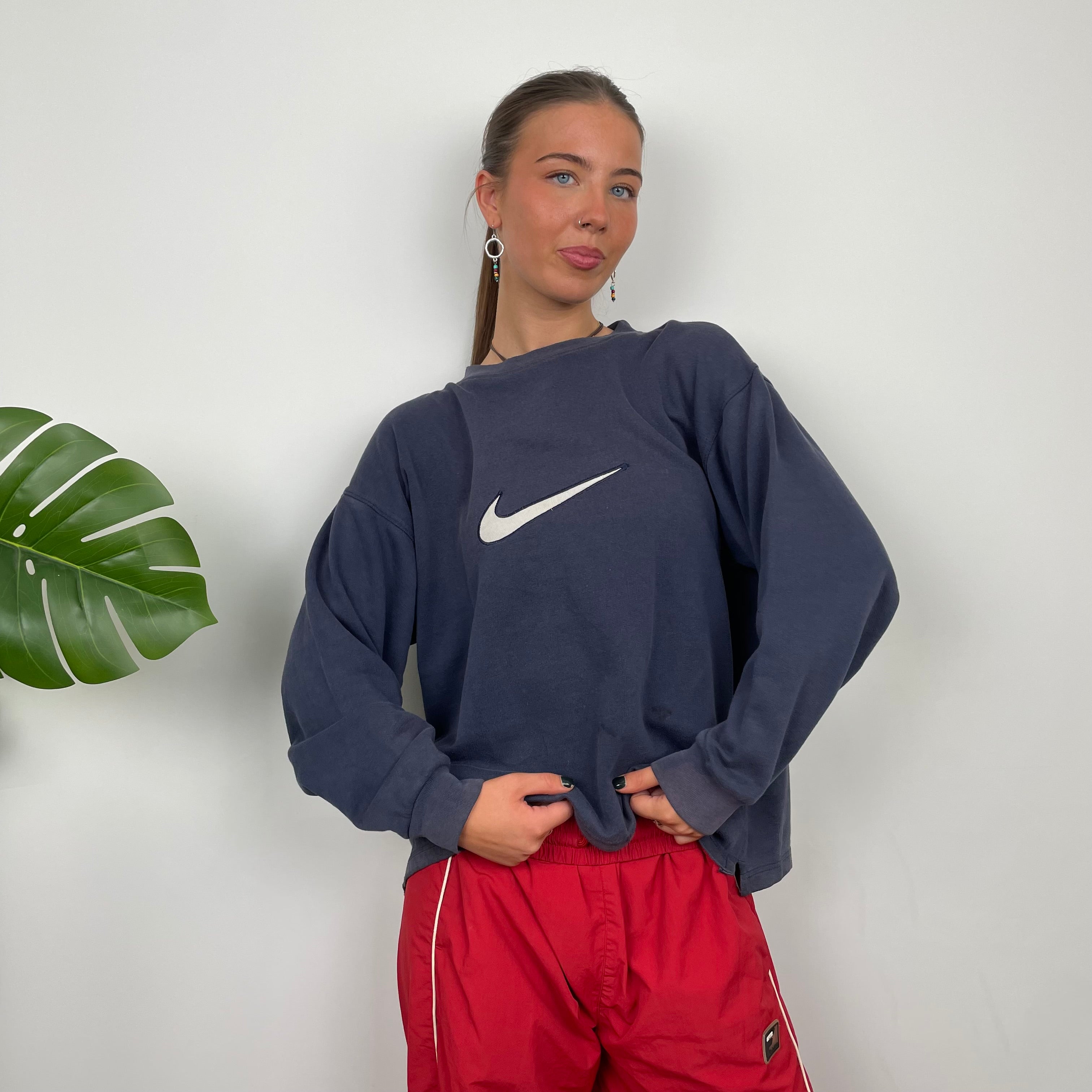 Nike Navy Embroidered Swoosh Sweatshirt (S)