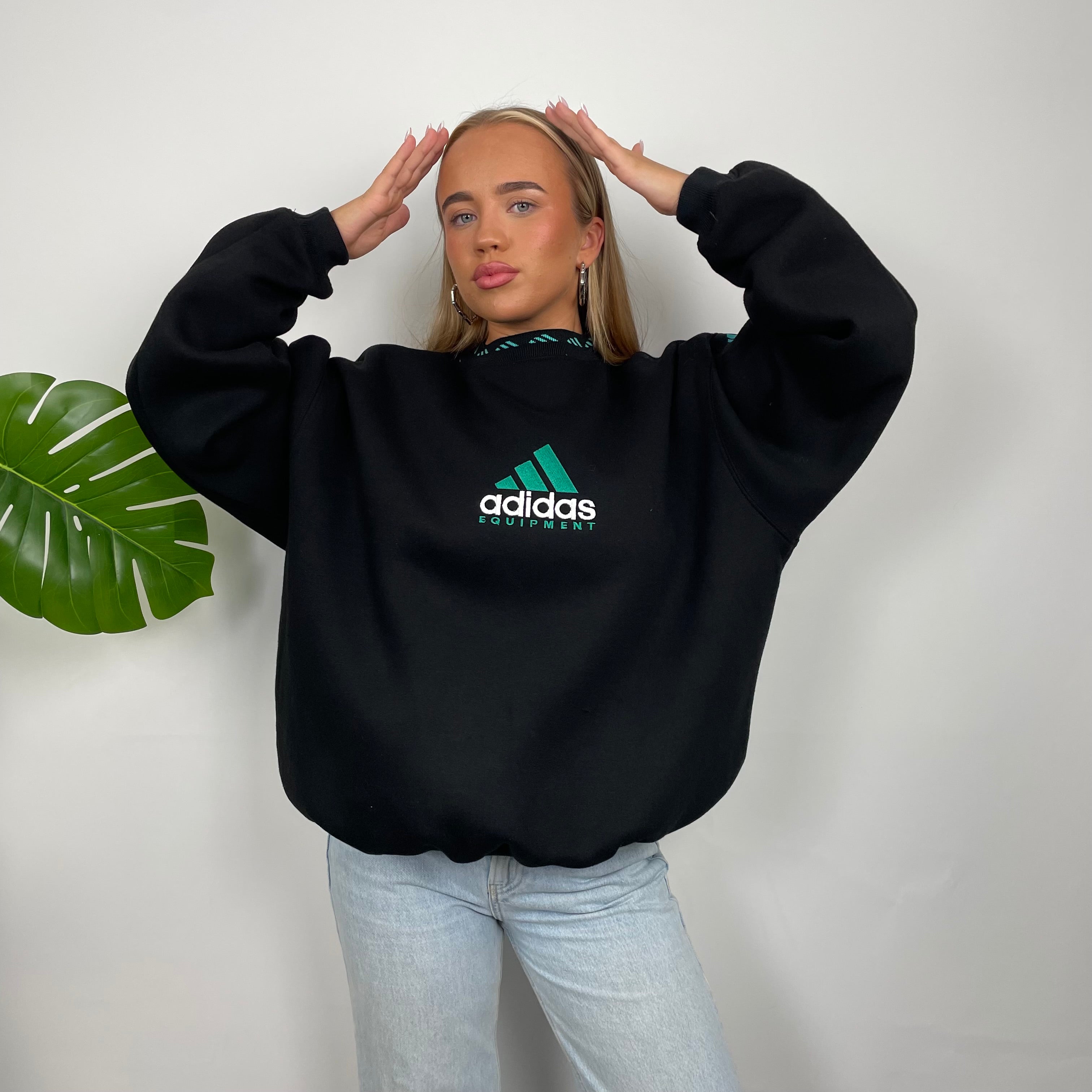 Adidas Equipment Black Embroidered Spell Out Sweatshirt (M)