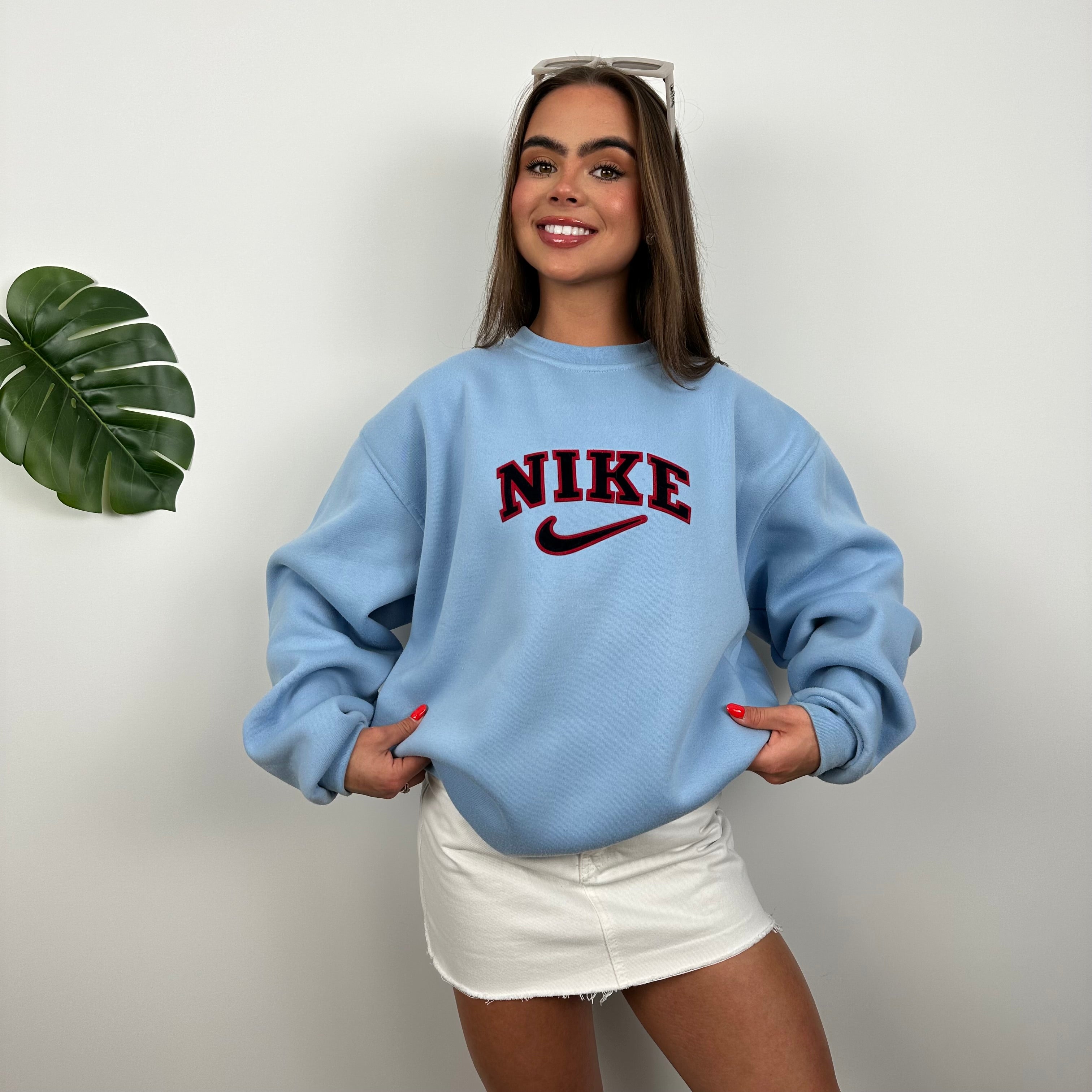 Nike Blue Embroidered Spell Out Sweatshirt (L)