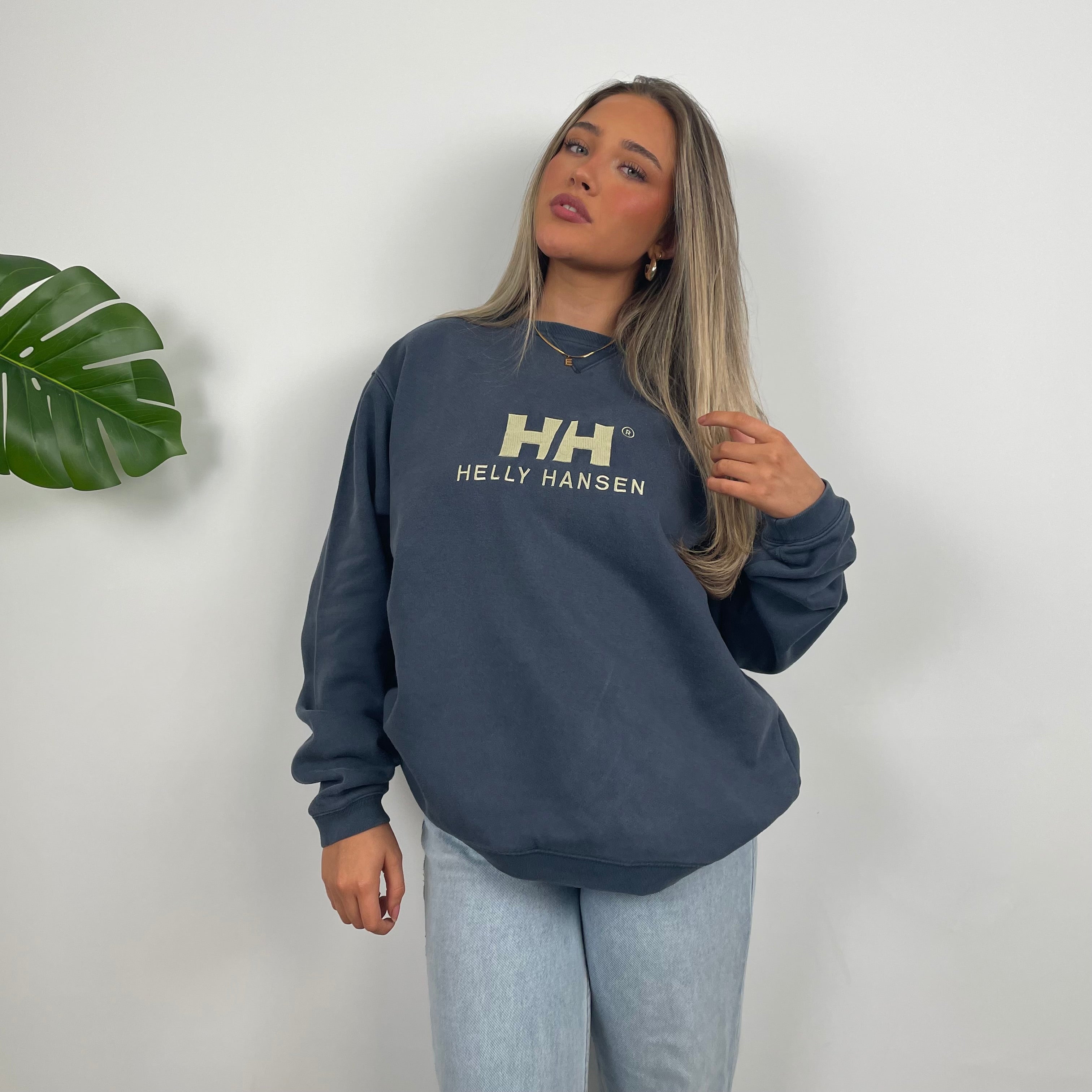 Helly Hansen Blue Embroidered Spell Out Sweatshirt (M)