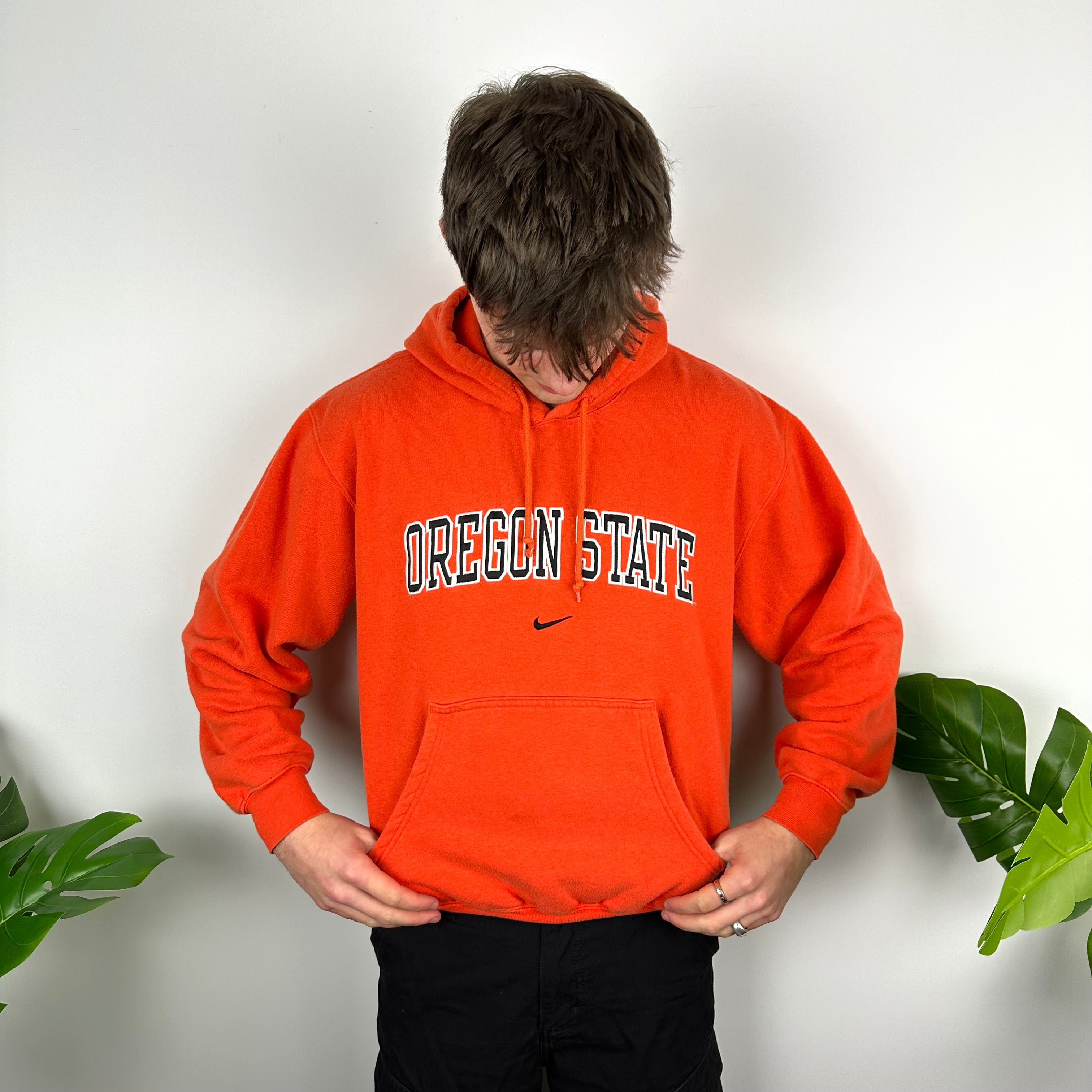 Nike x Oregon State Orange Embroidered Spell Out Hoodie (S)
