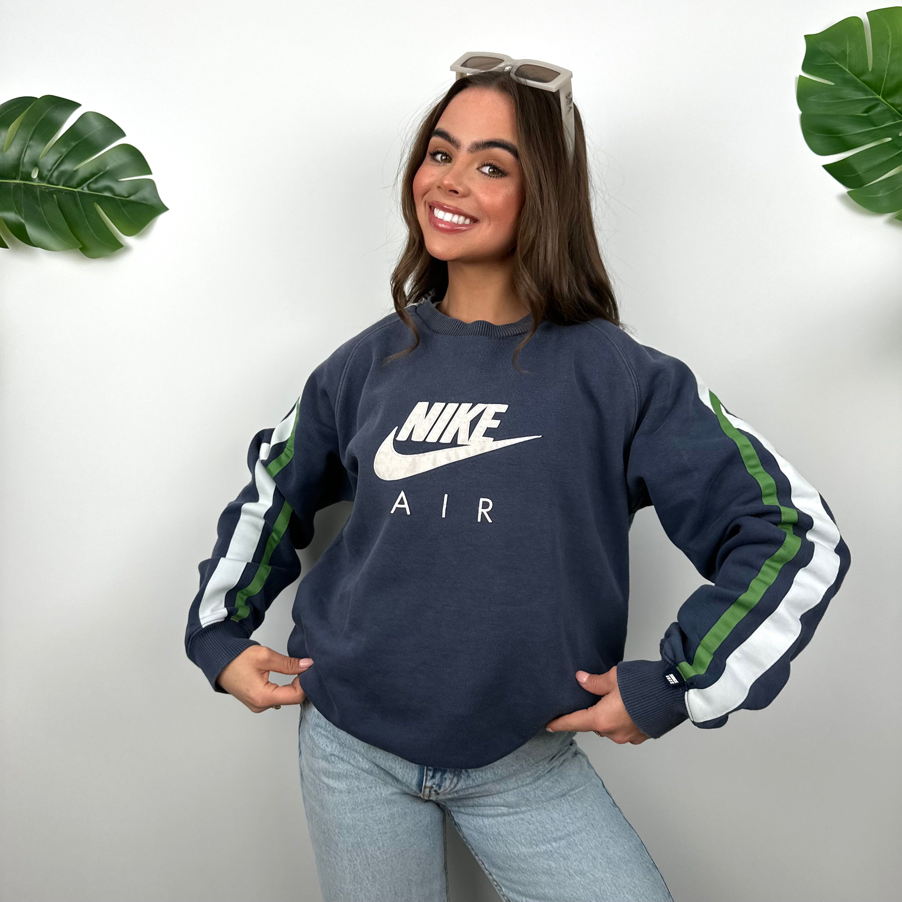 Nike Air Navy Embroidered Spell Out Sweatshirt (M)