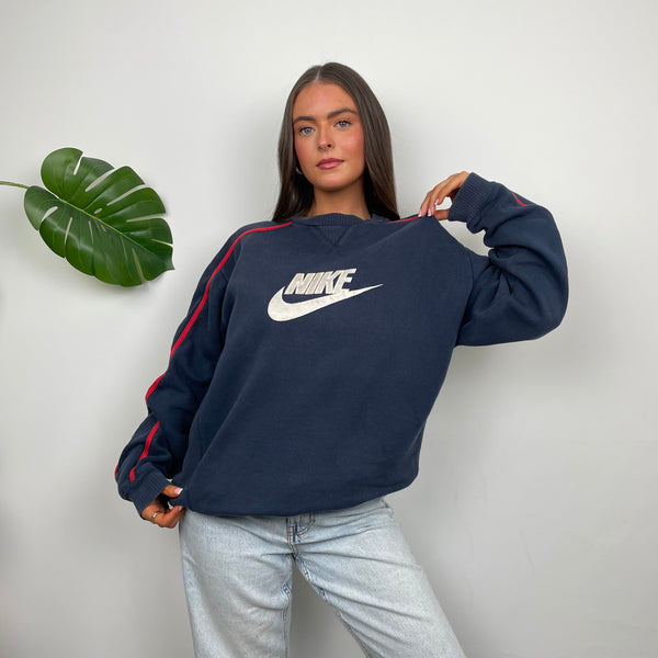 Nike Navy Embroidered Spell Out Sweatshirt (M)