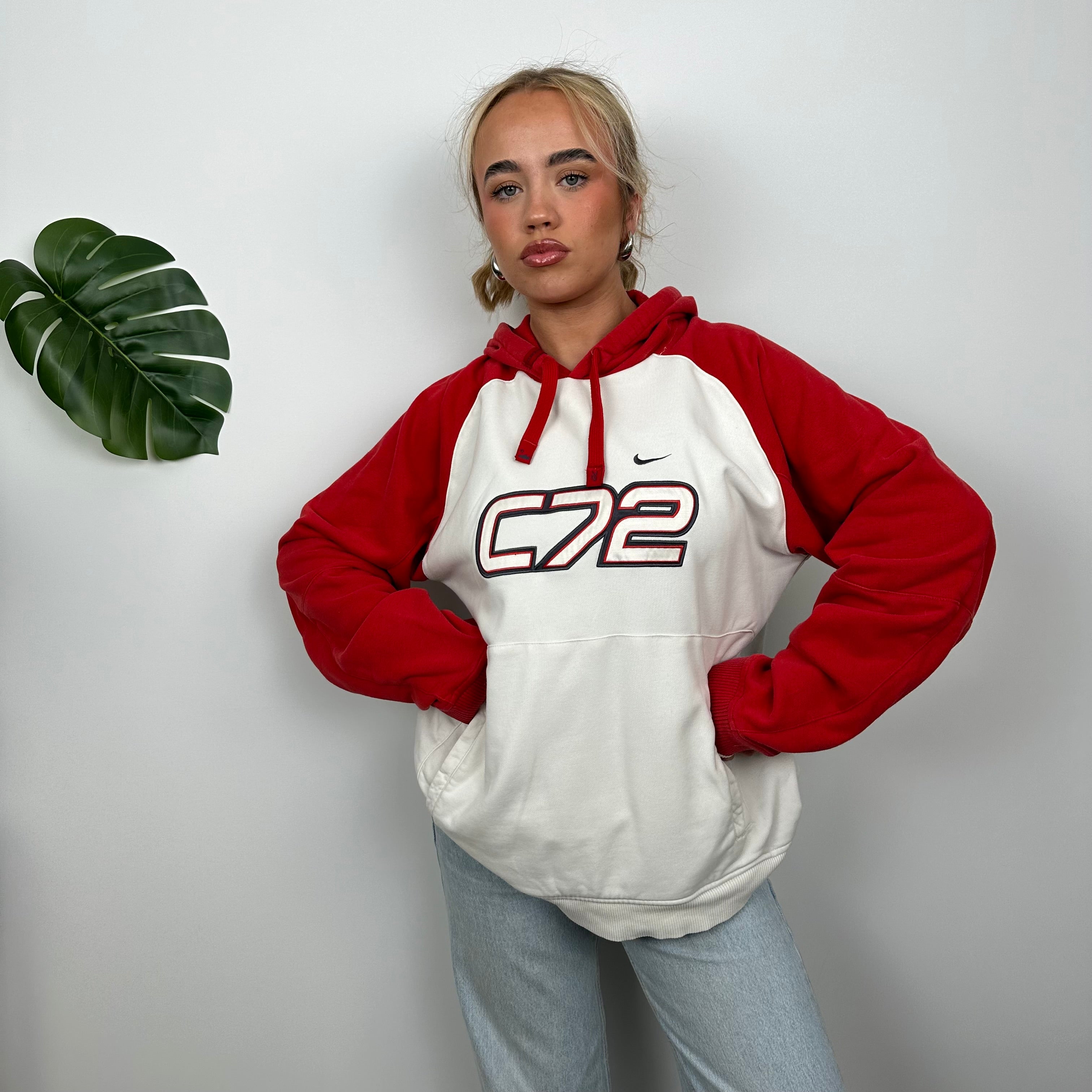 Nike Cortez White Embroidered Spell Out Hoodie (L)