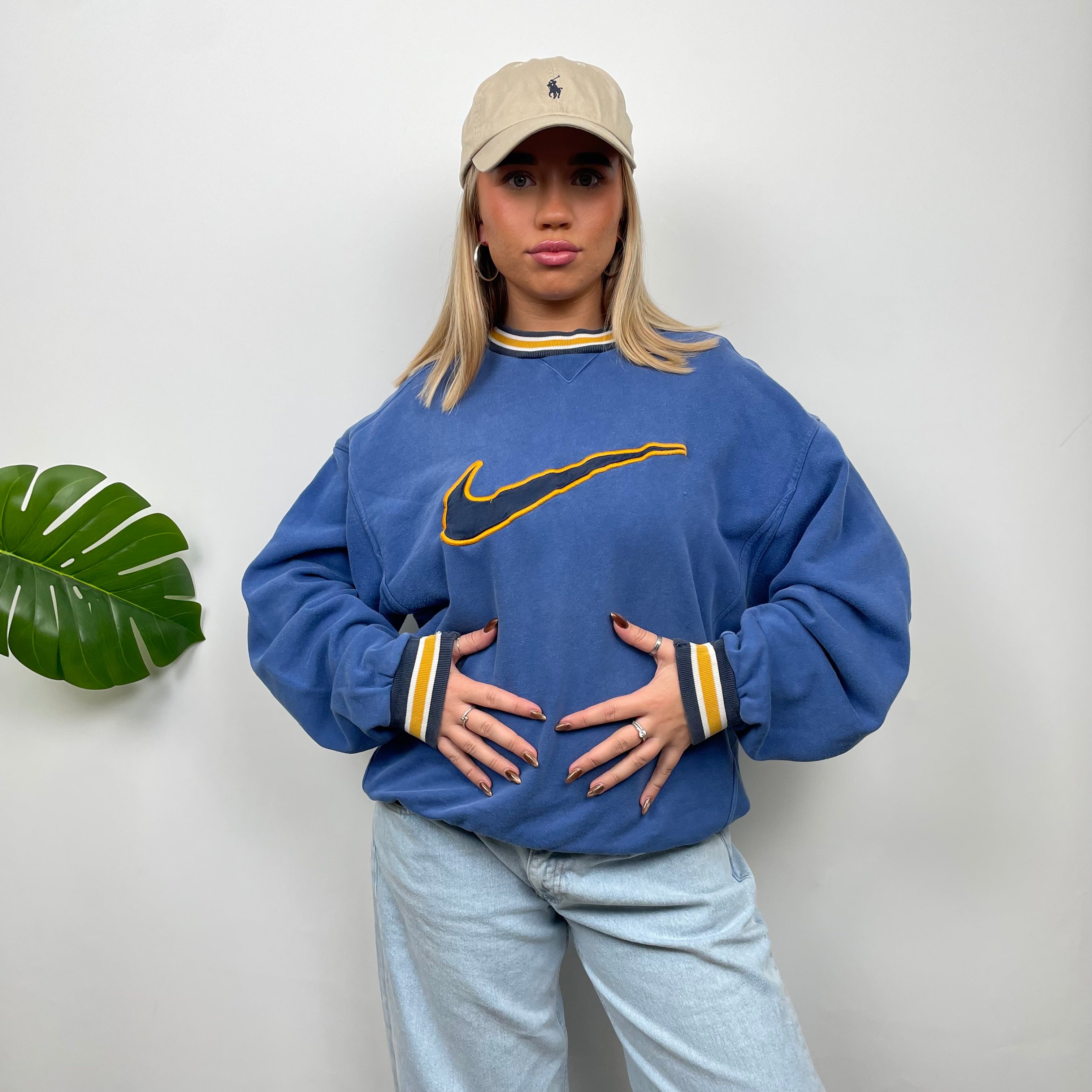 Nike RARE Blue Embroidered Swoosh Sweatshirt (M)