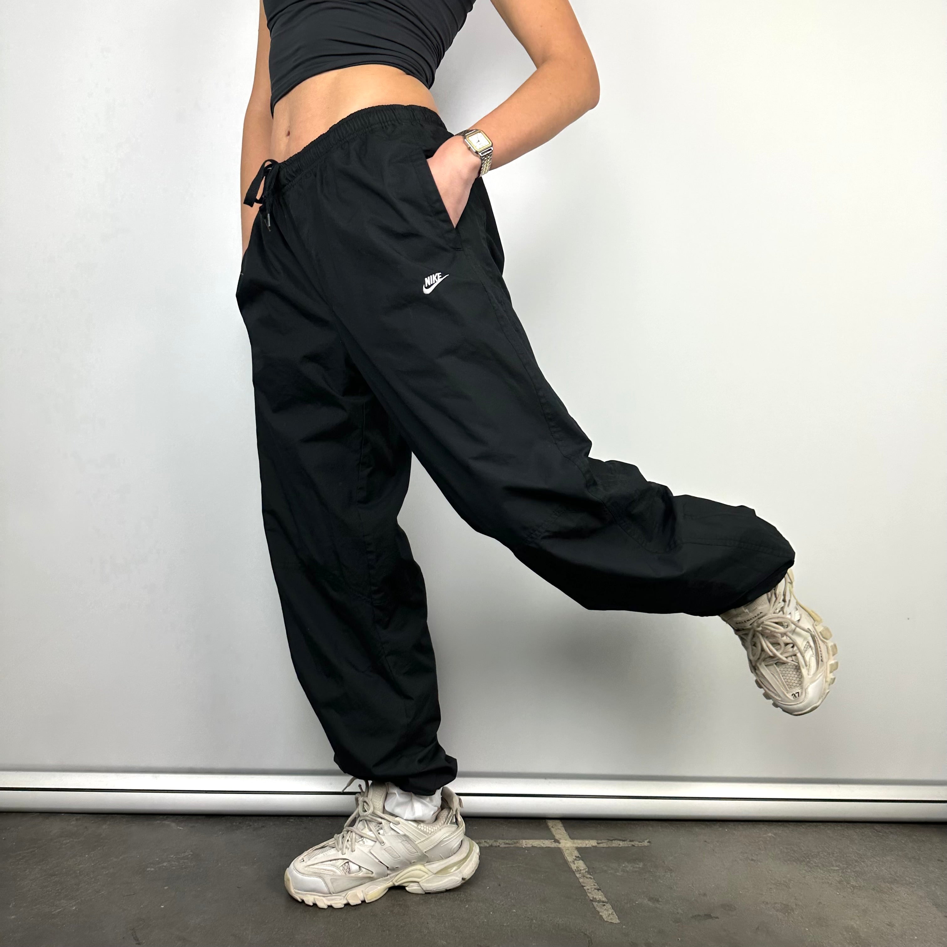 Nike Black Embroidered Spell Out Track Pants (L)