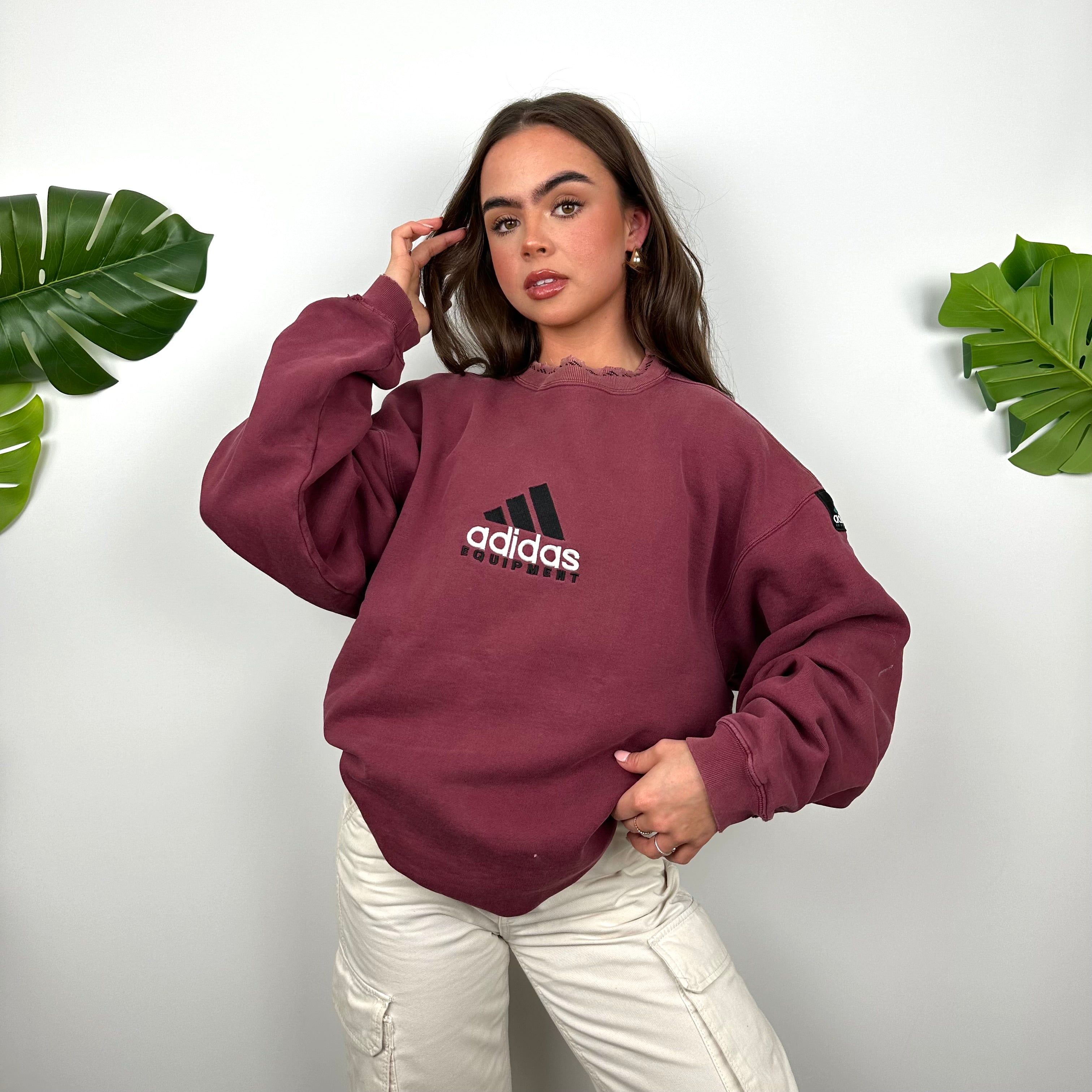 Adidas Equipment Maroon Embroidered Spell Out Sweatshirt (L)