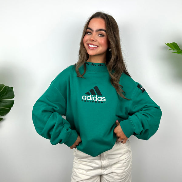 Adidas Equipment Green Embroidered Spell Out Sweatshirt (XL)