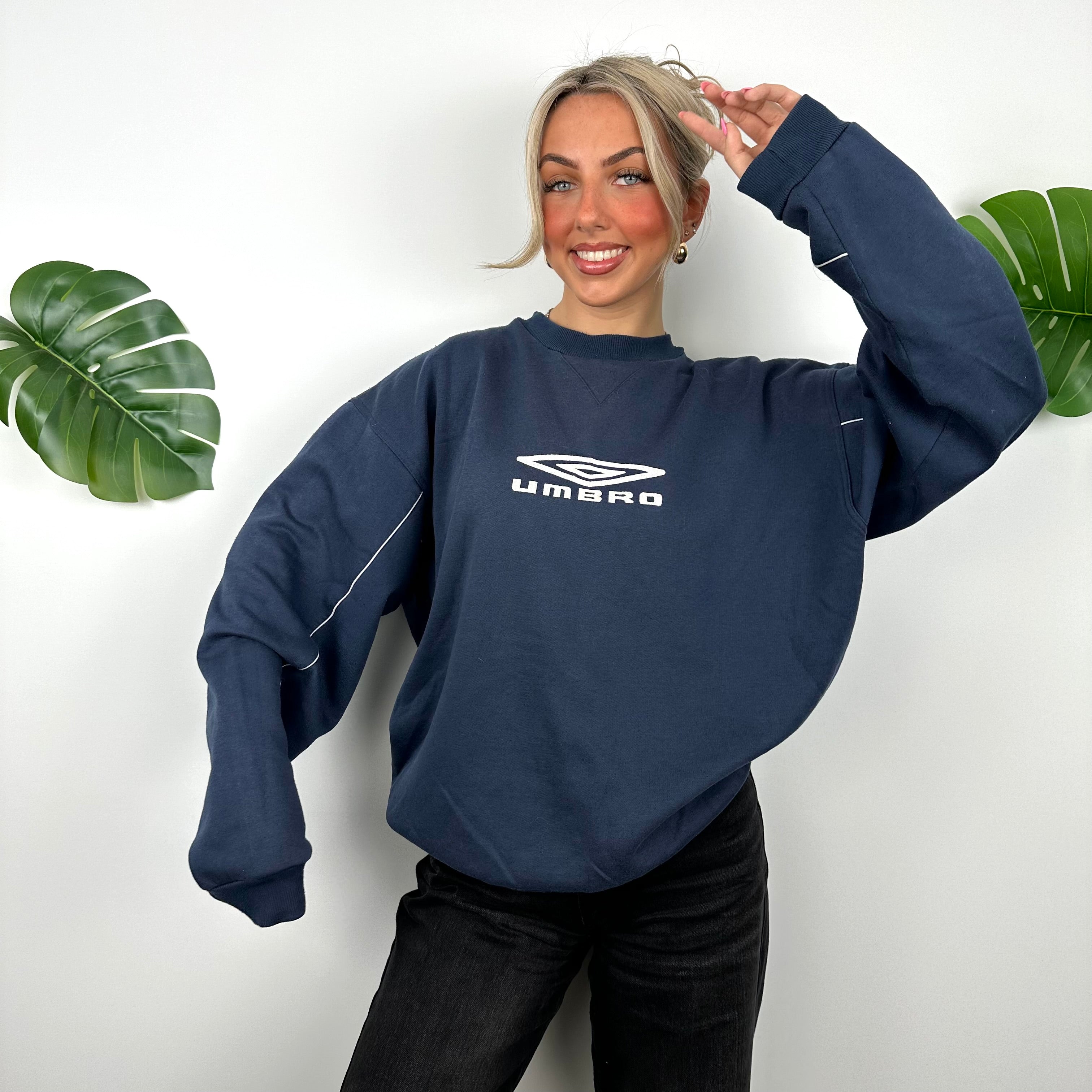 Umbro Navy Embroidered Spell Out Sweatshirt (L)