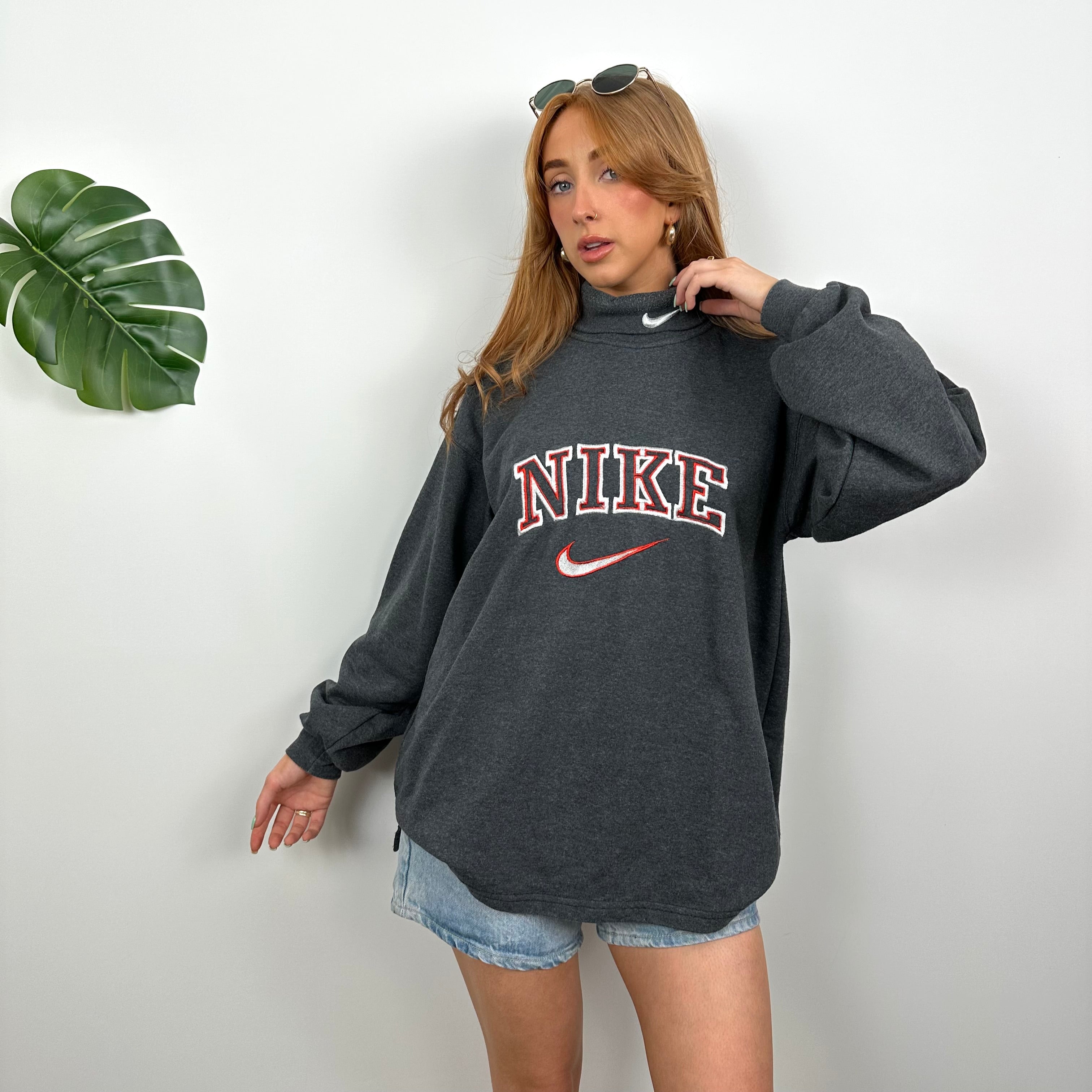 Nike Grey Embroidered Spell Out Sweatshirt (M)