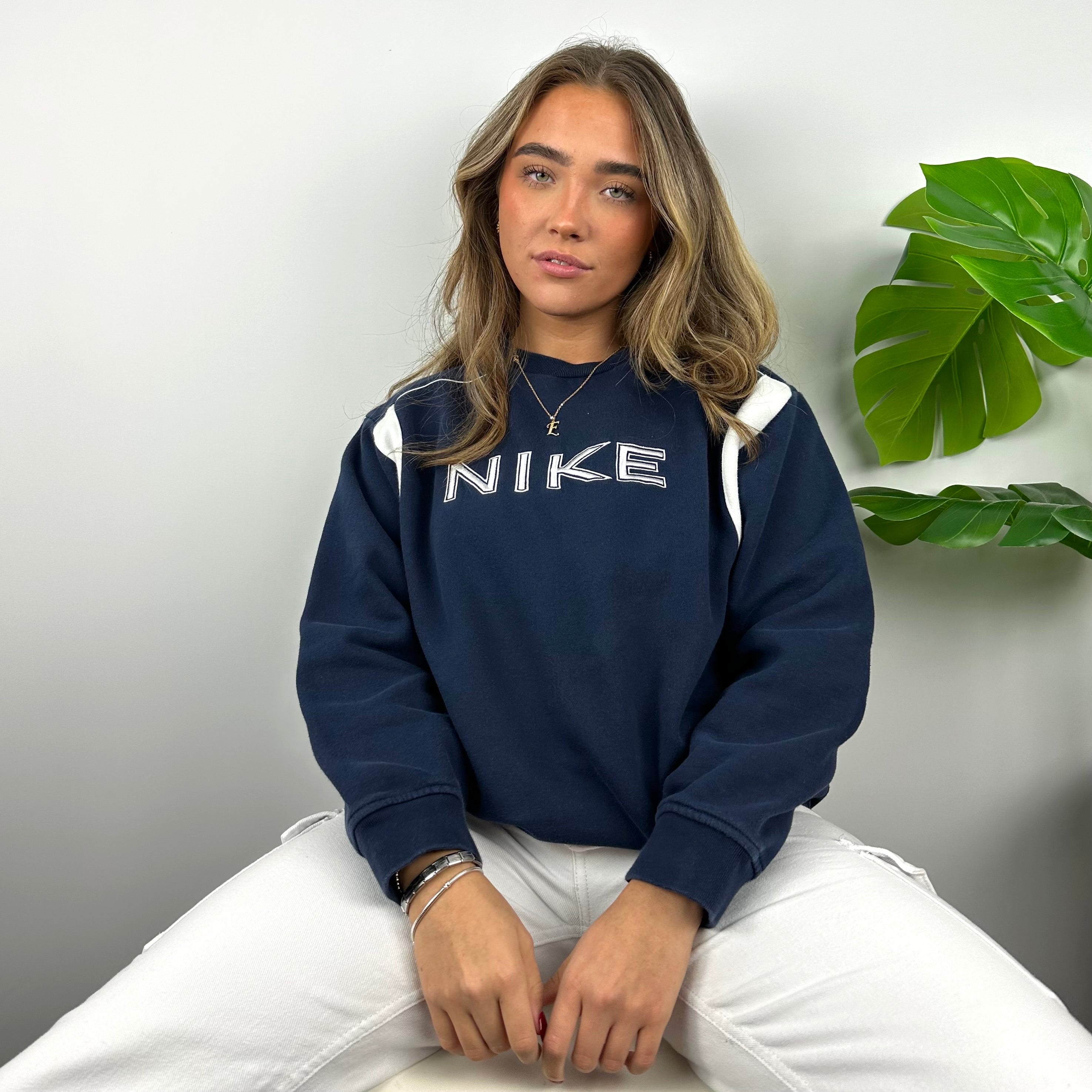 Nike Navy Embroidered Spell Out Sweatshirt (S)