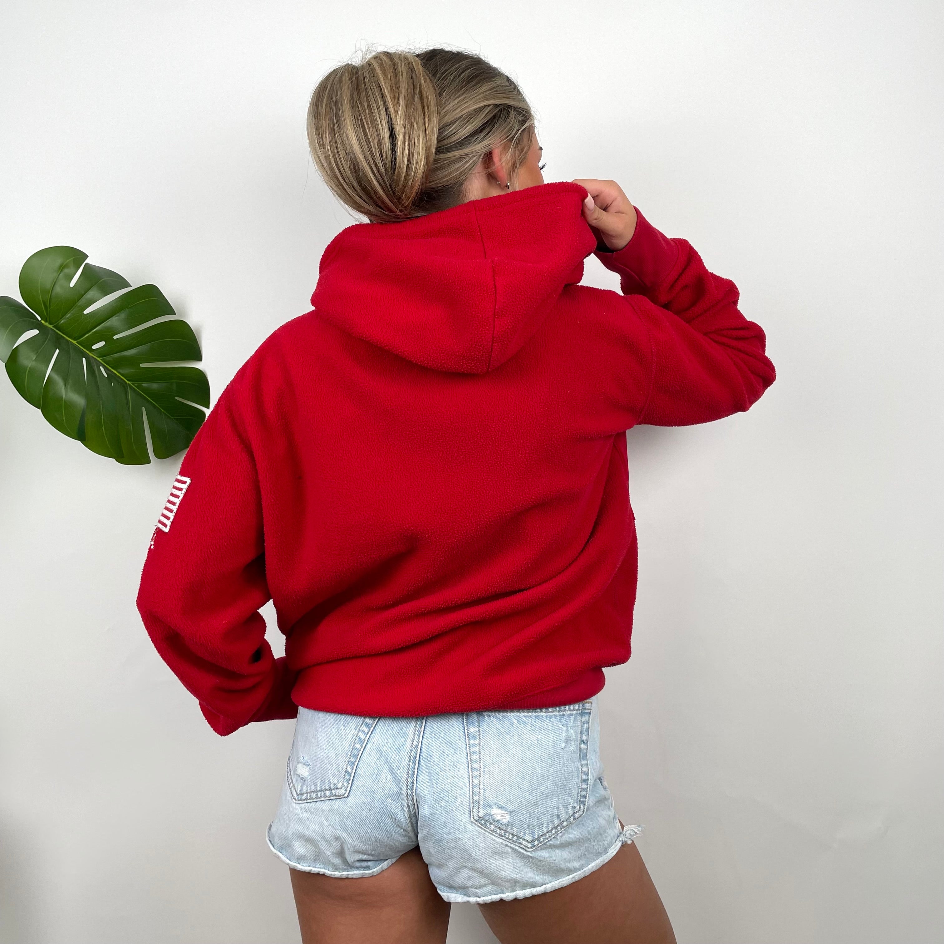 Polo Ralph Lauren Red Embroidered Spell Out Fleece Hoodie (M)