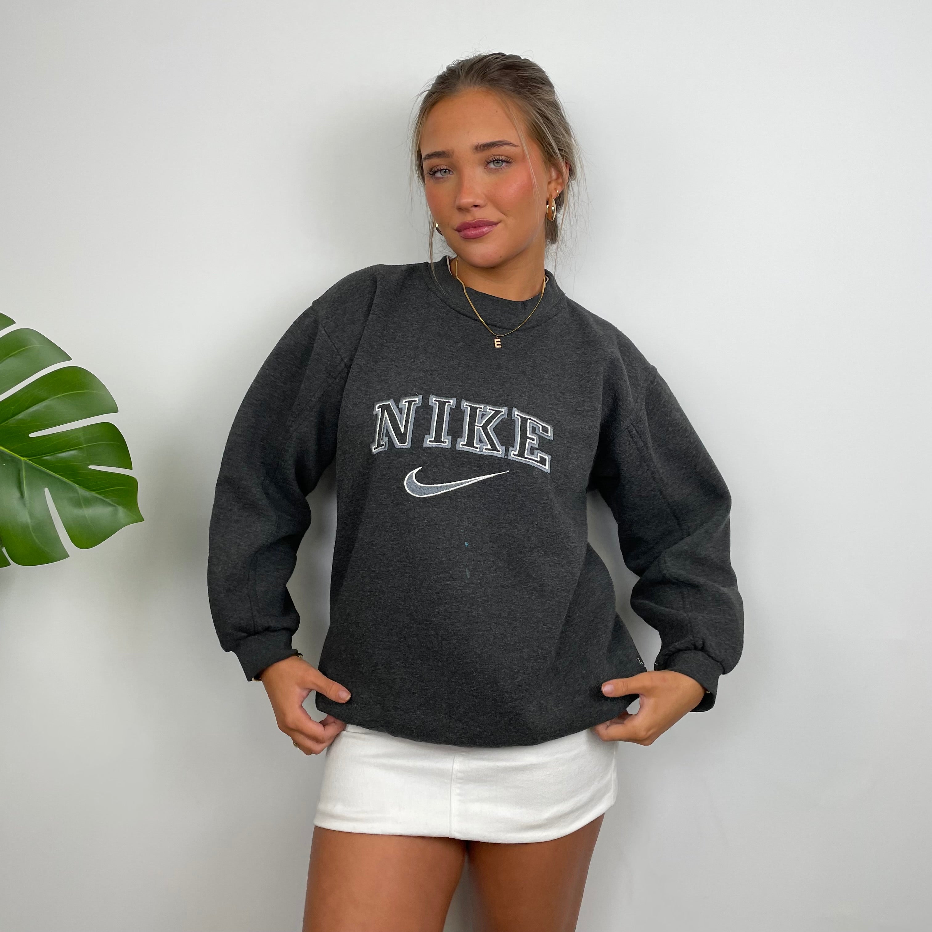 Nike Grey Embroidered Spell Out Sweatshirt (S)