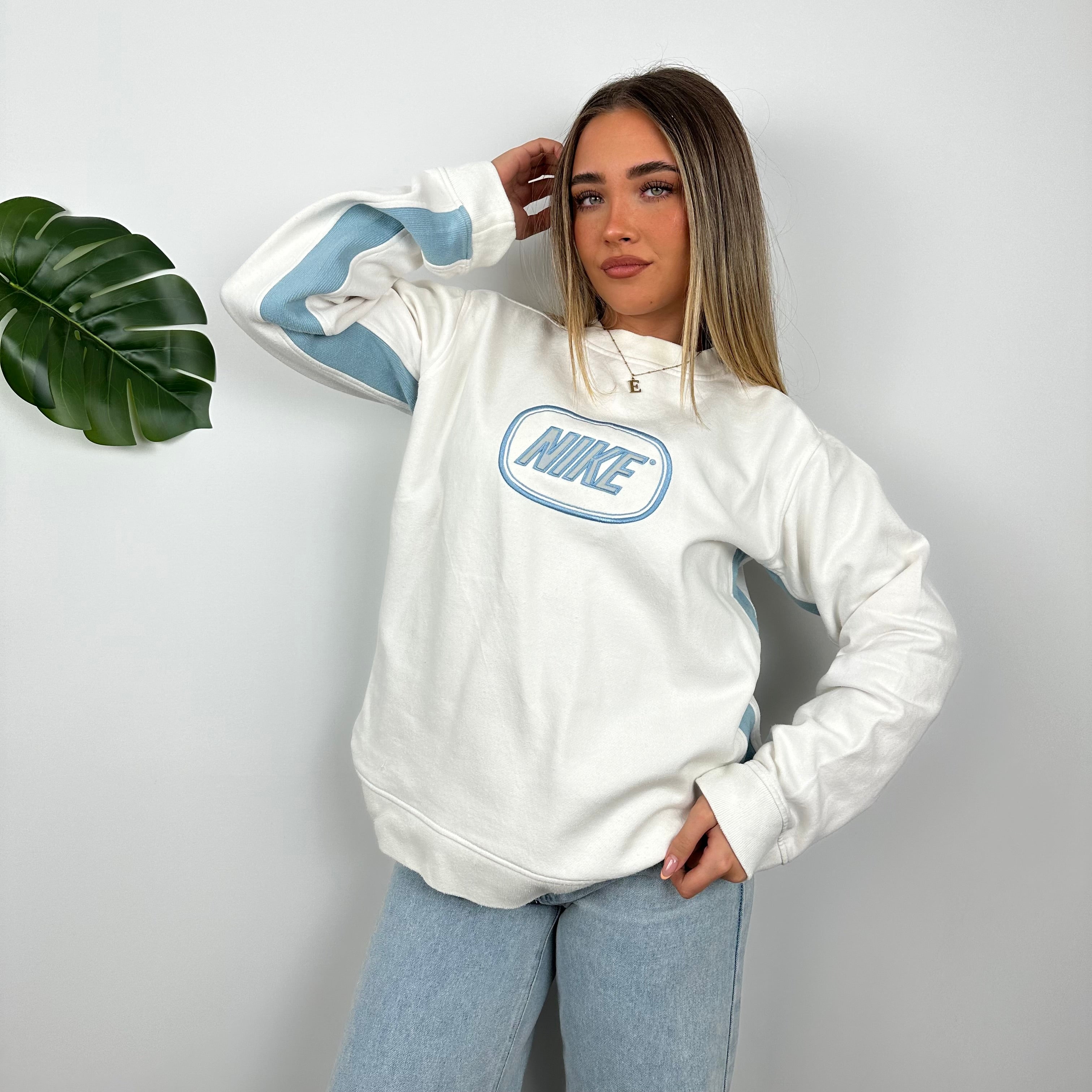 Nike White Embroidered Spell Out Sweatshirt (S)