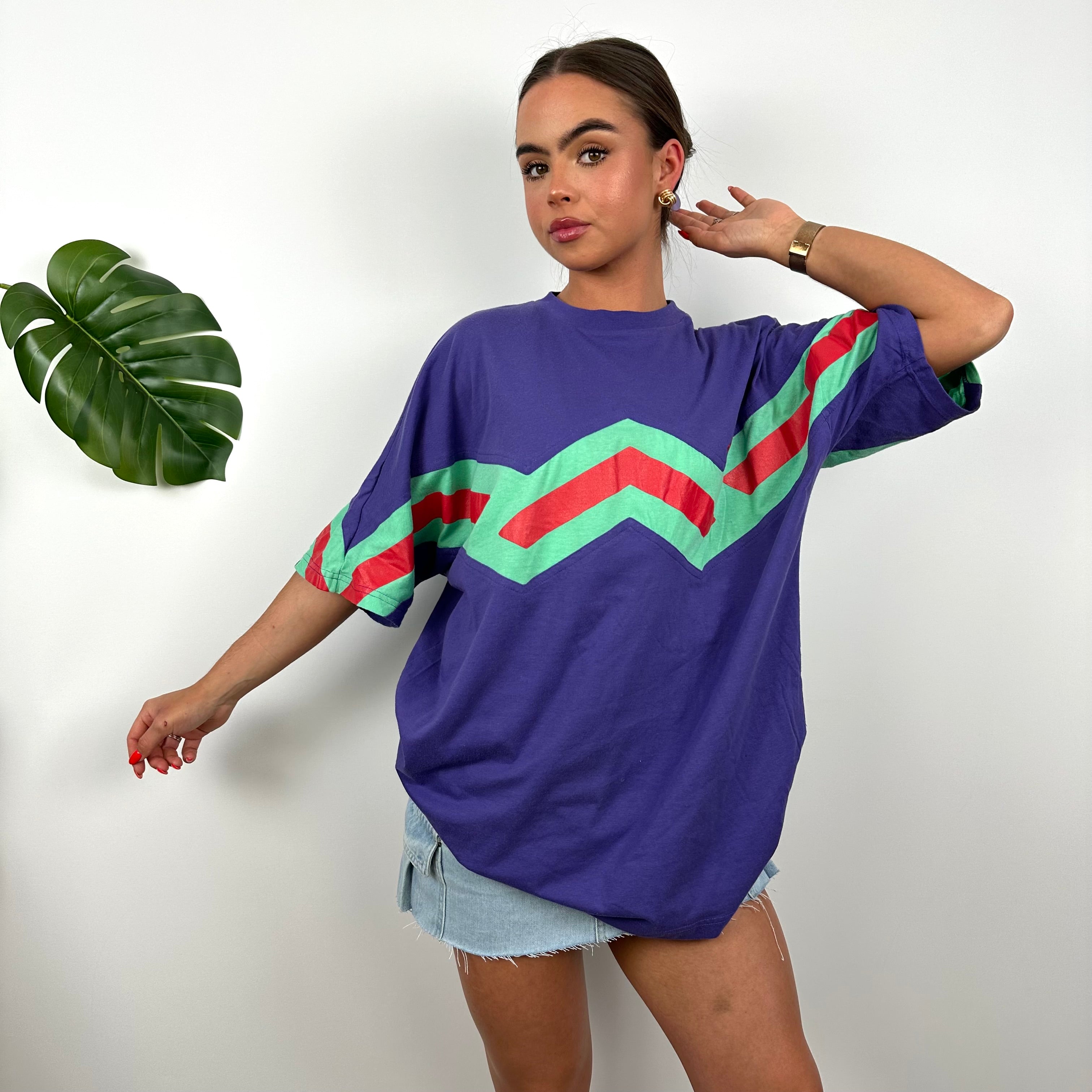 Adidas Embroidered Spell Out Colour Block T Shirt (L)