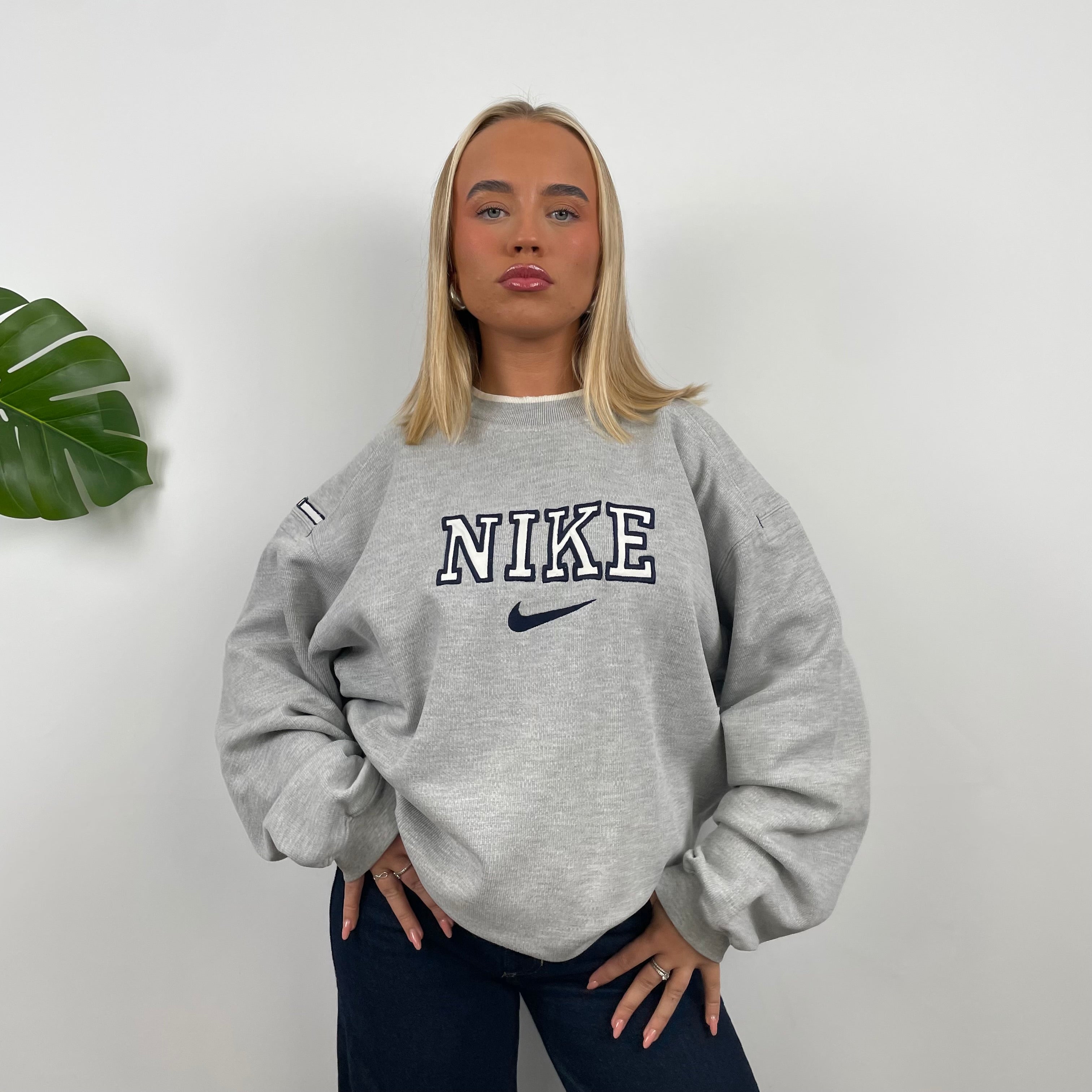 Nike Grey Embroidered Spell Out Sweatshirt (L)