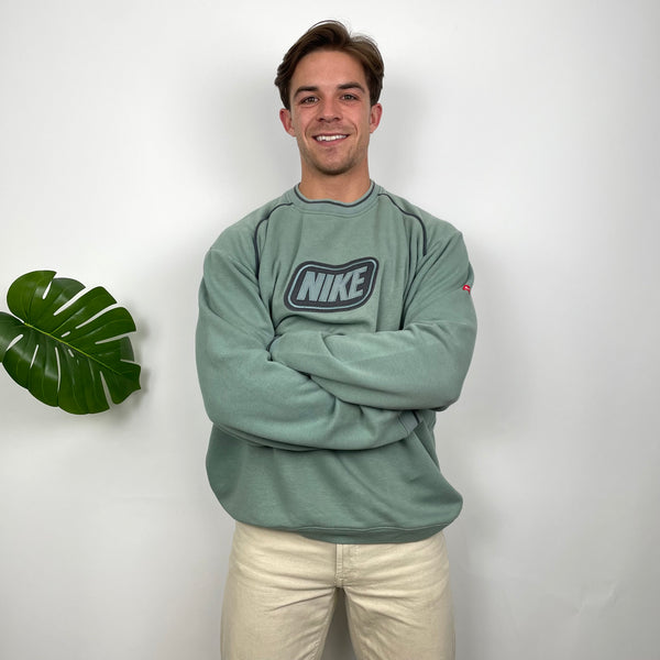 Nike Green Embroidered Spell Out Sweatshirt (XL)