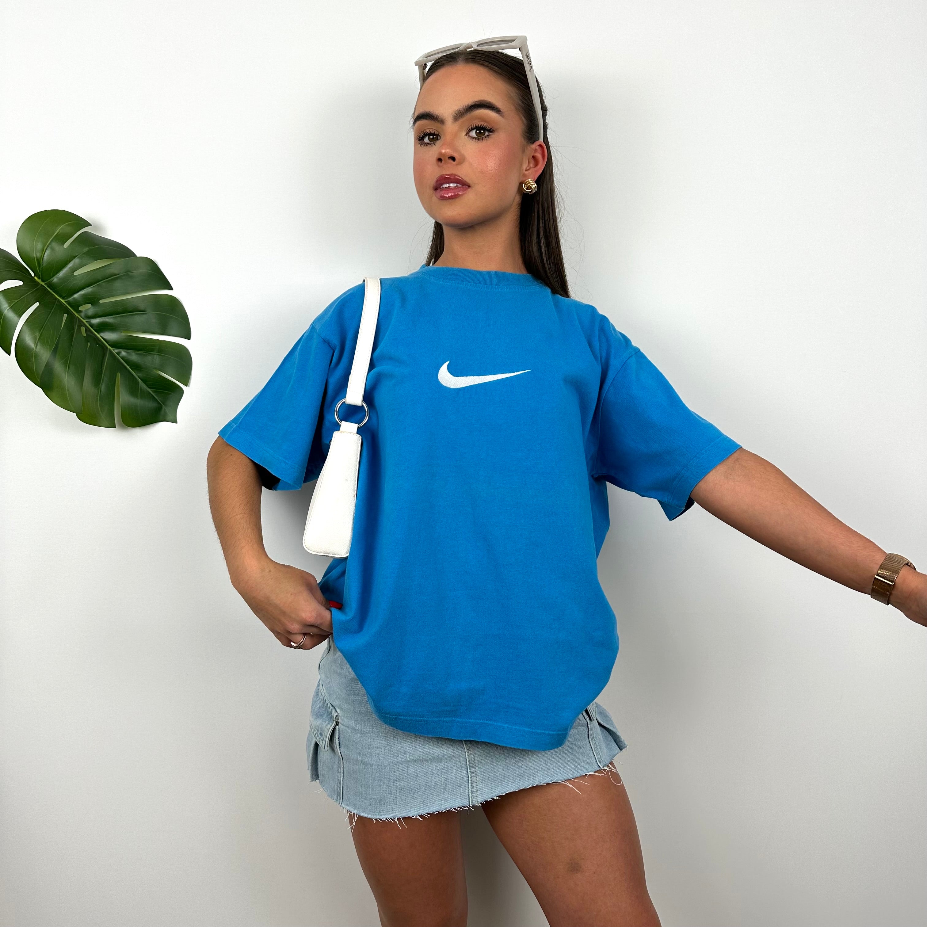 Nike Blue Embroidered Swoosh T Shirt (L)