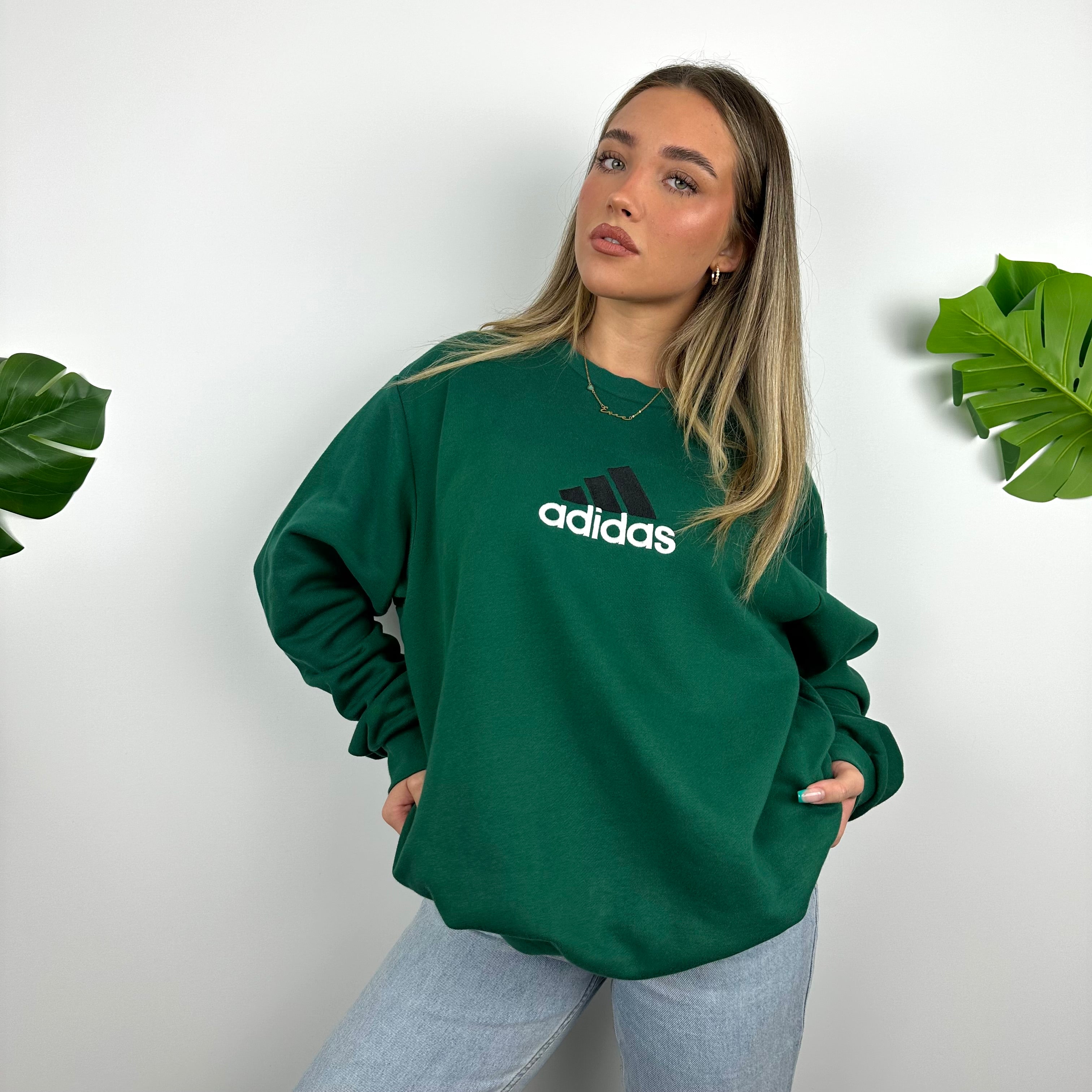 Adidas Equipment Green Embroidered Spell Out Sweatshirt (XL)