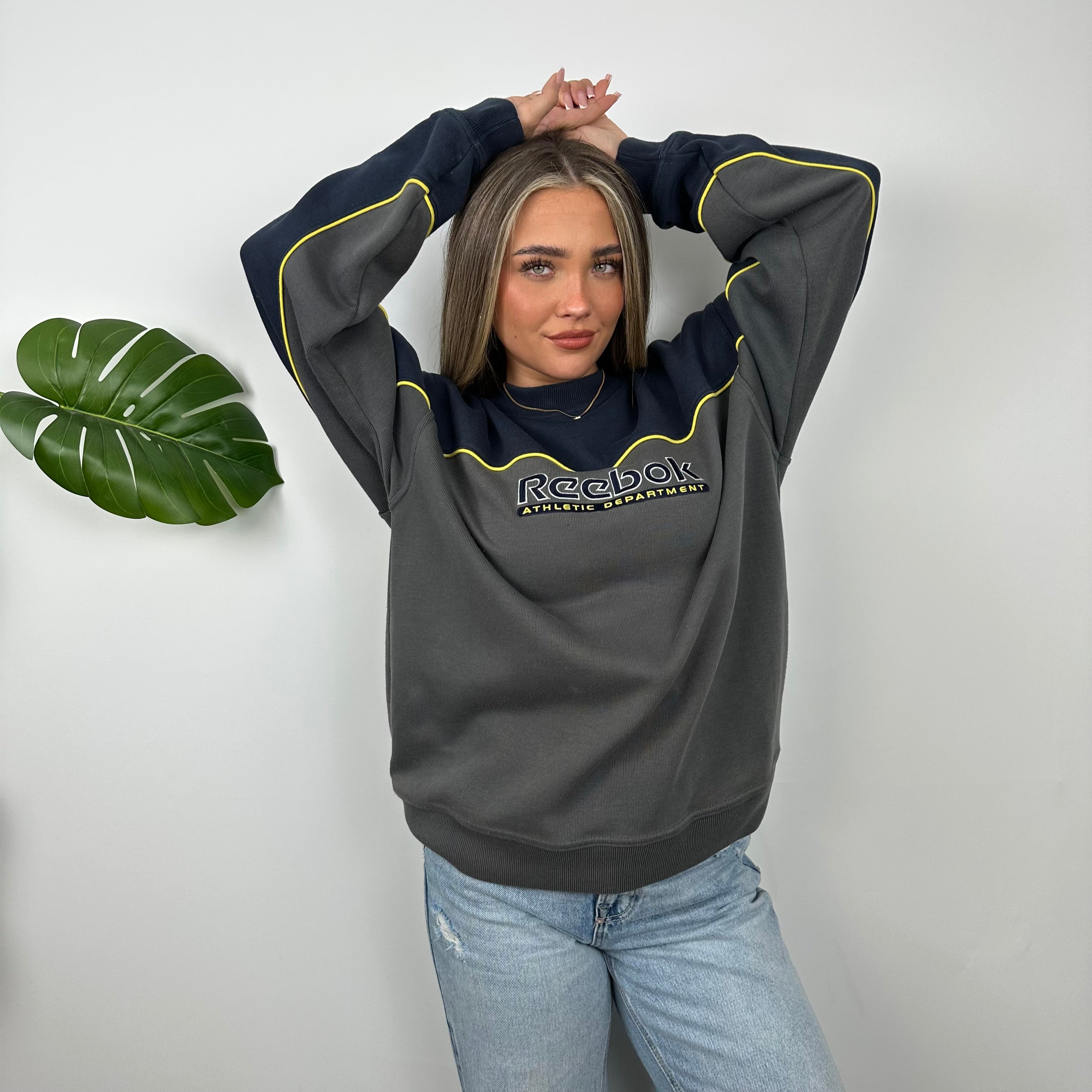 Reebok Grey Embroidered Spell Out Sweatshirt (L)