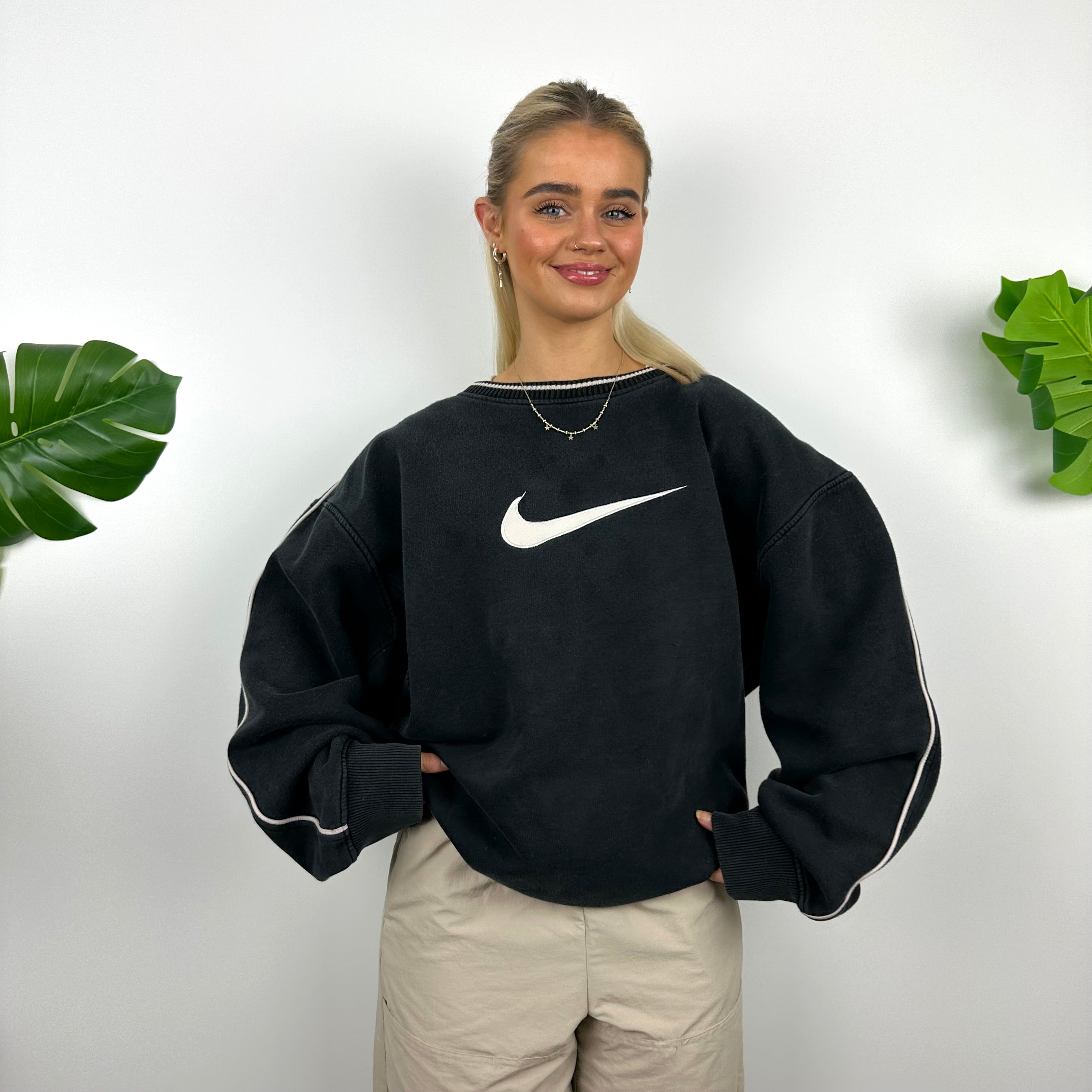 Nike Black Embroidered Swoosh Sweatshirt (XL)