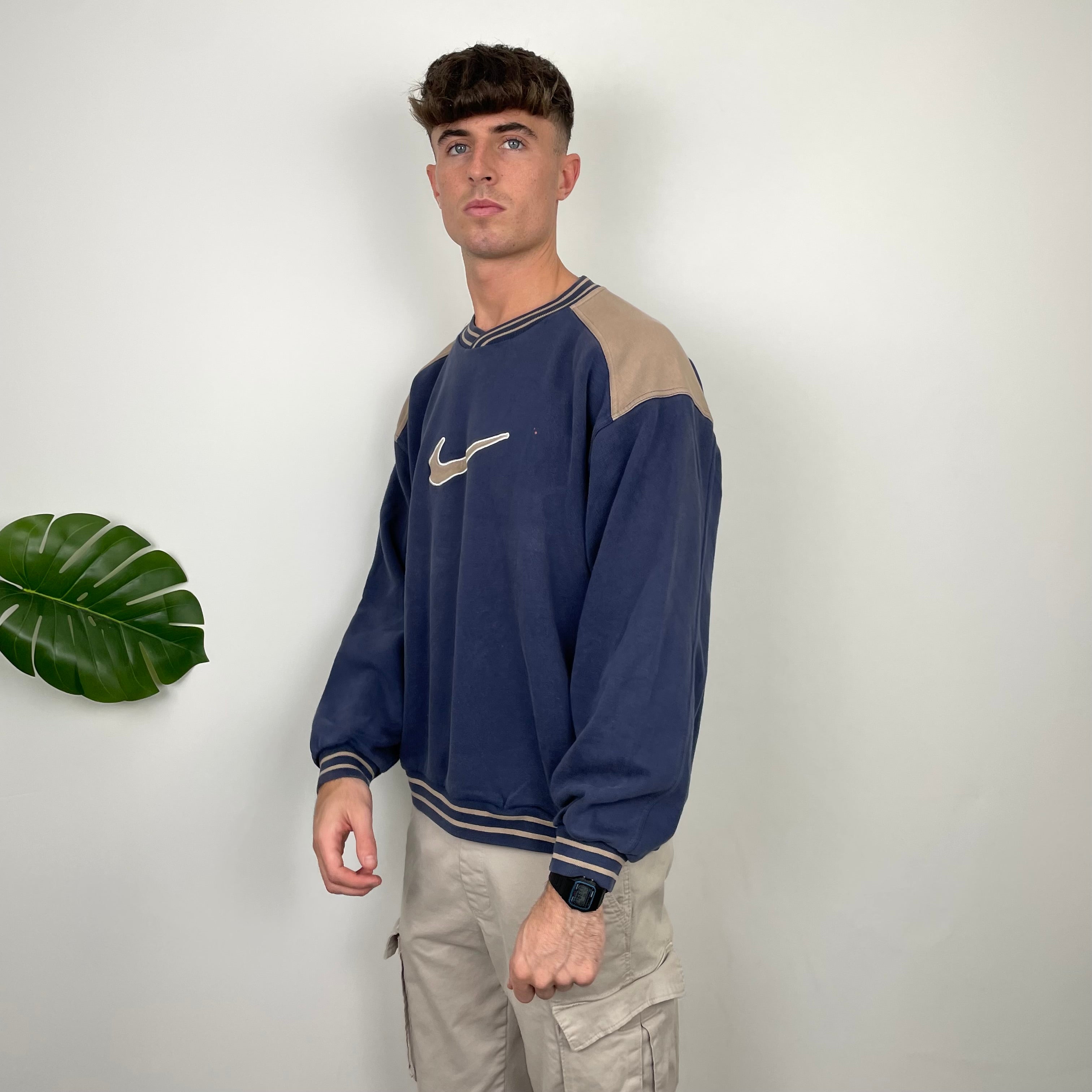 Nike Navy Embroidered Swoosh Sweatshirt (L)