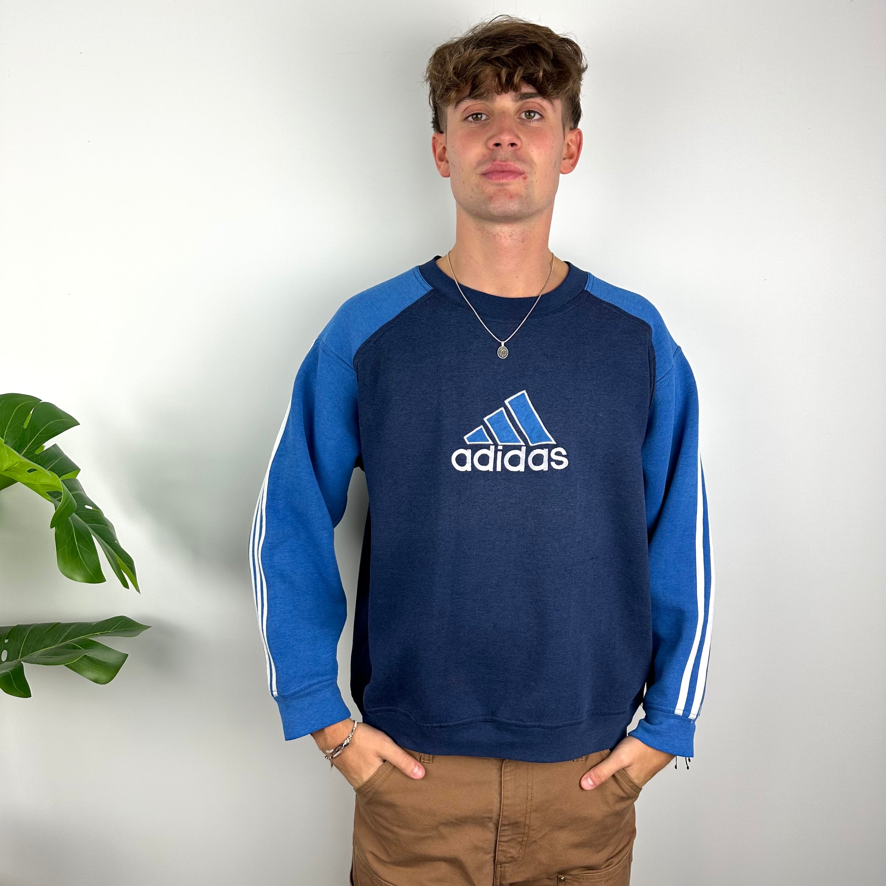 Adidas RARE Navy Embroidered Spell Out Sweatshirt (L)