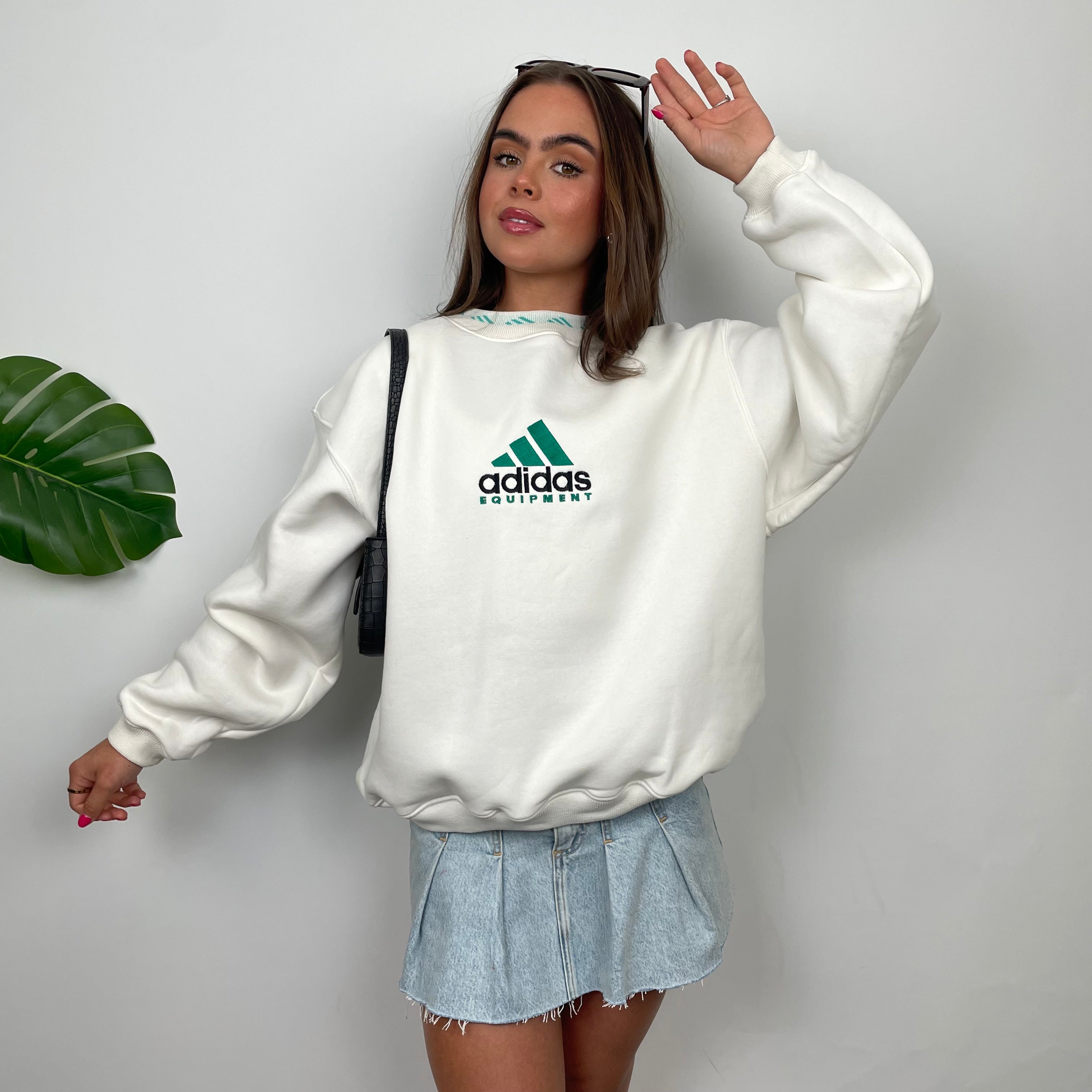 Adidas Equipment White Embroidered Spell Out Sweatshirt (M)