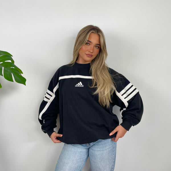 Adidas Black Embroidered Spell Out Sweatshirt (L)