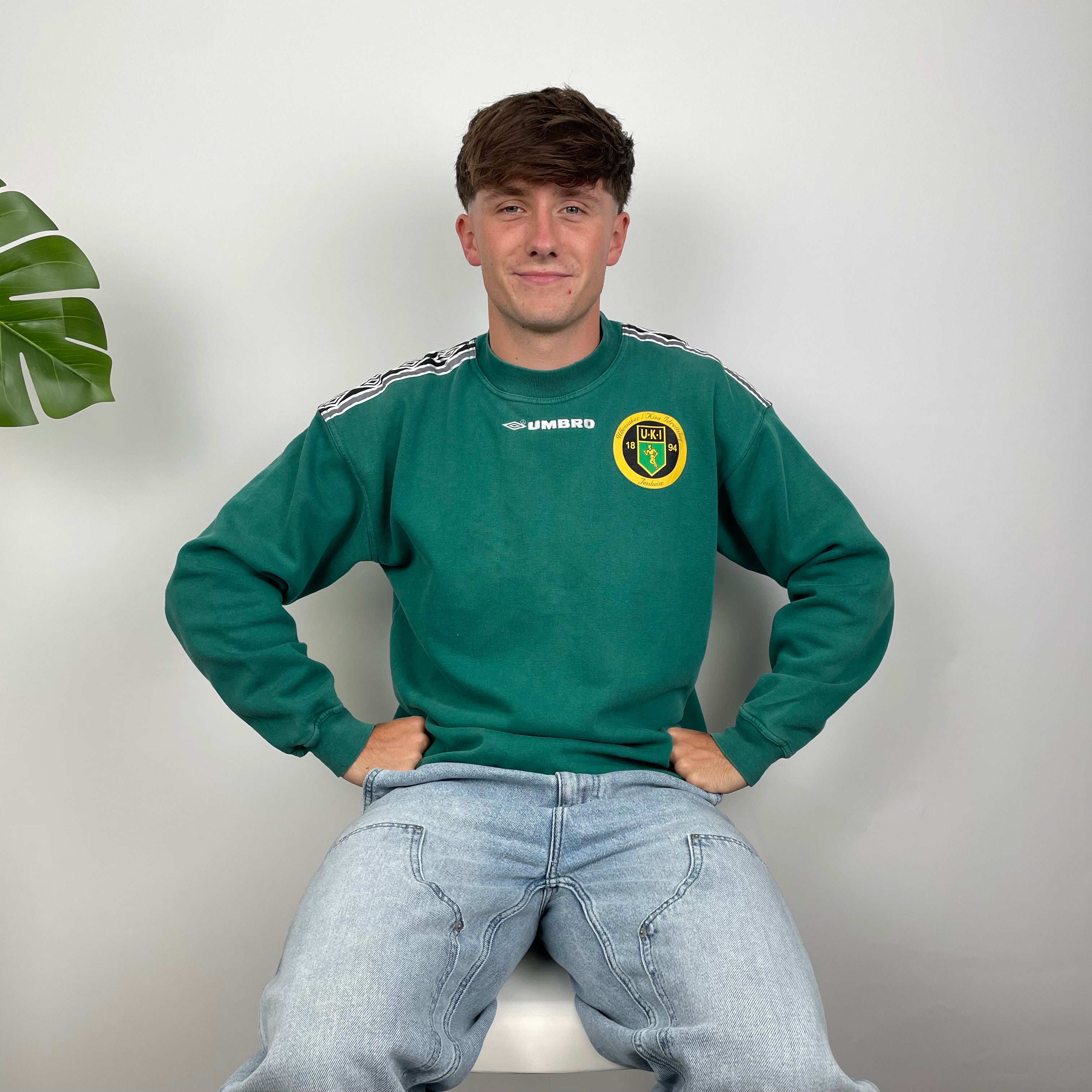 Umbro RARE Green Embroidered Spell Out Sweatshirt (S)