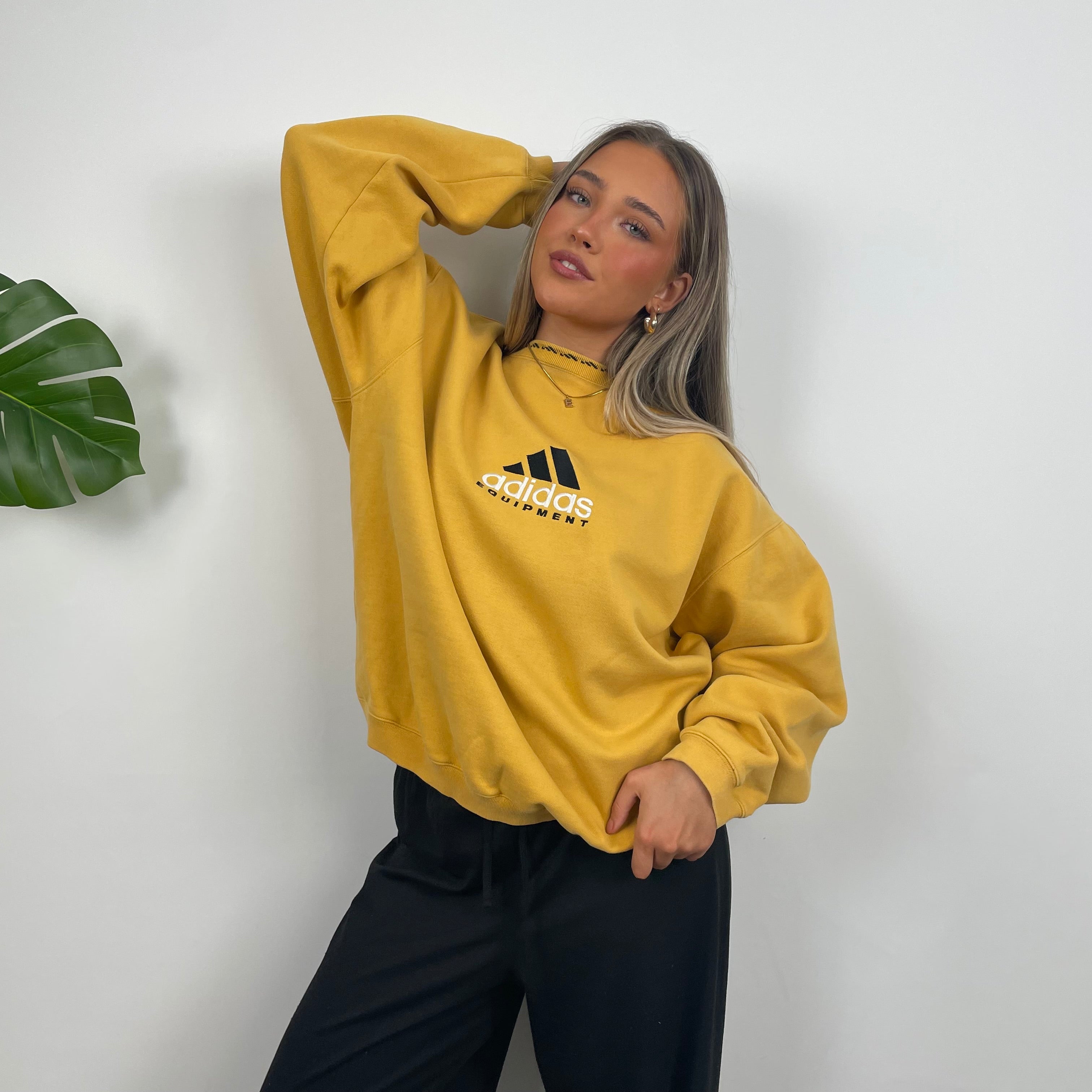 Adidas Equipment Yellow Embroidered Spell Out Sweatshirt (M)