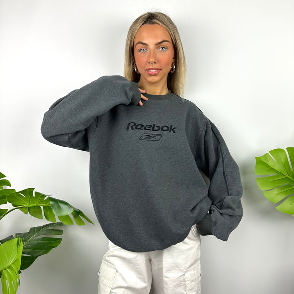 Reebok Grey Embroidered Spell Out Sweatshirt (M)