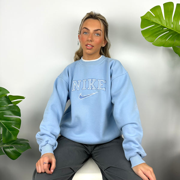 Nike Baby Blue Embroidered Spell Out Sweatshirt (S)