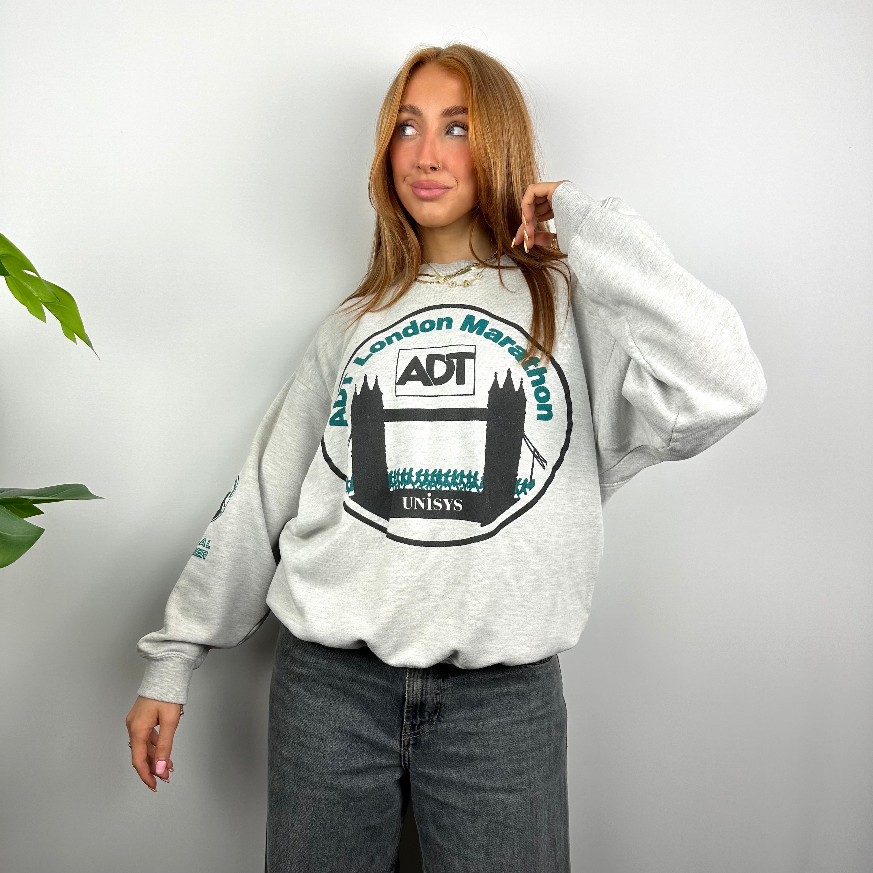 Adidas X London Marathon RARE Grey Spell Out Sweatshirt (S)