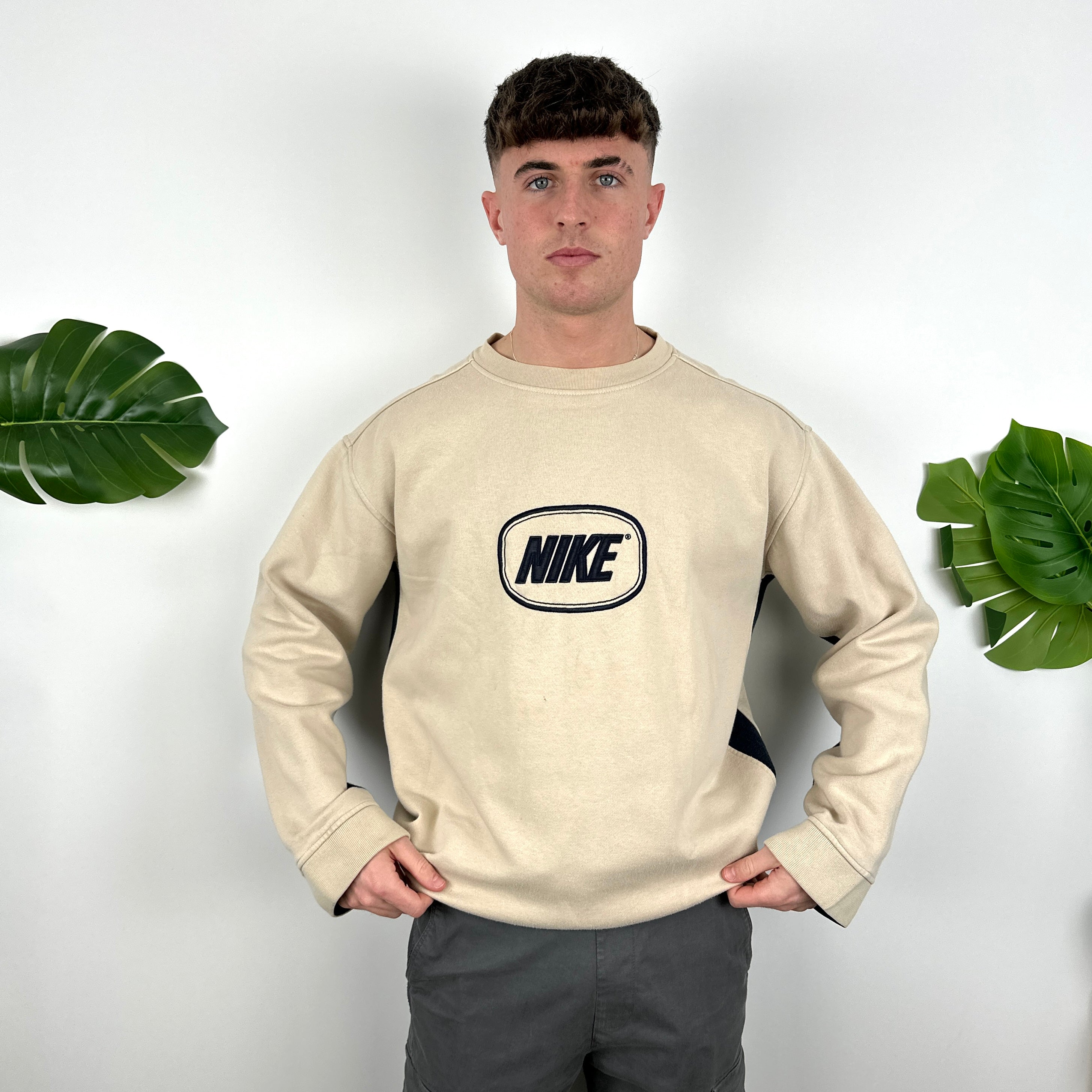 Nike Cream Embroidered Spell Out Sweatshirt (XL)