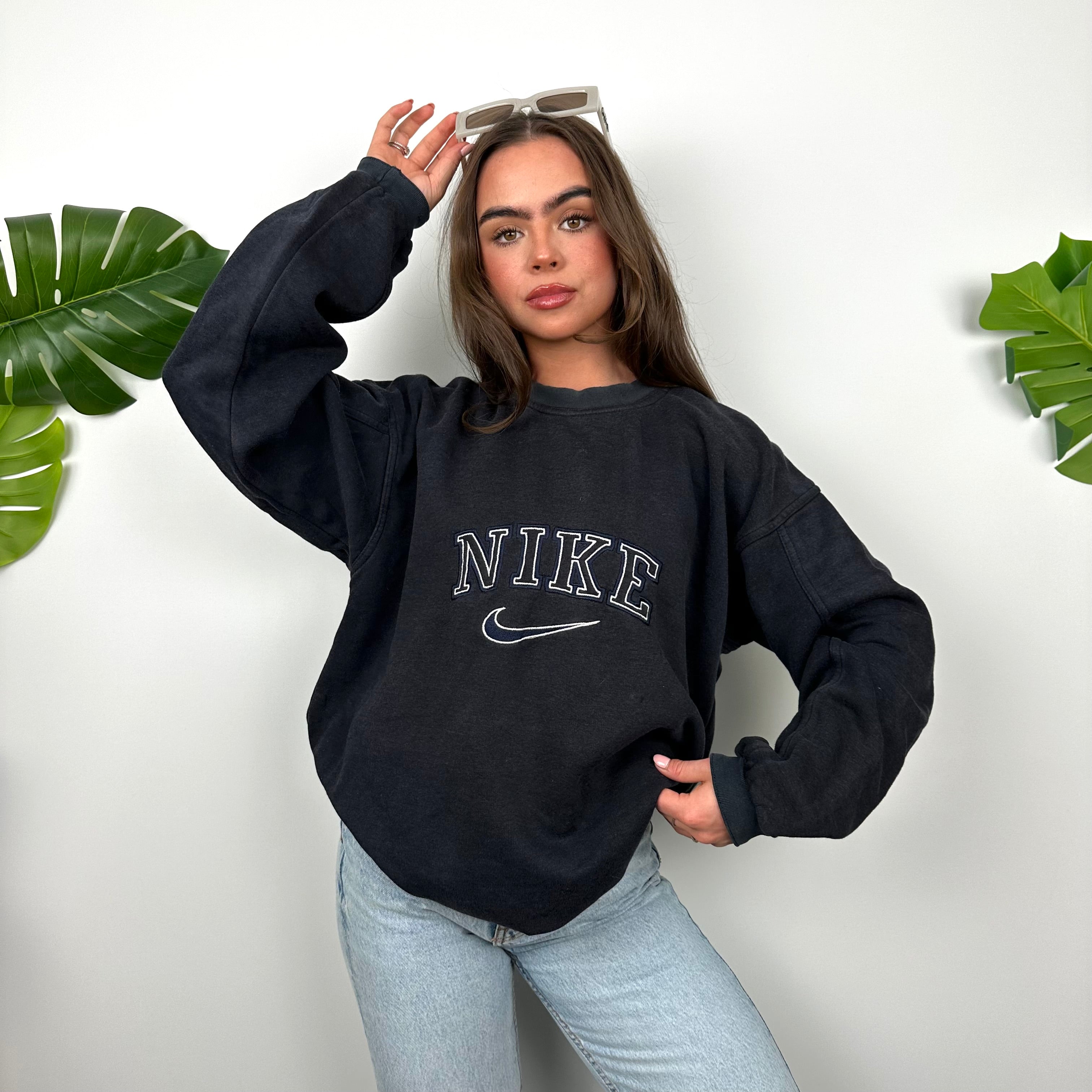 Nike Navy Embroidered Spell Out Sweatshirt (L)