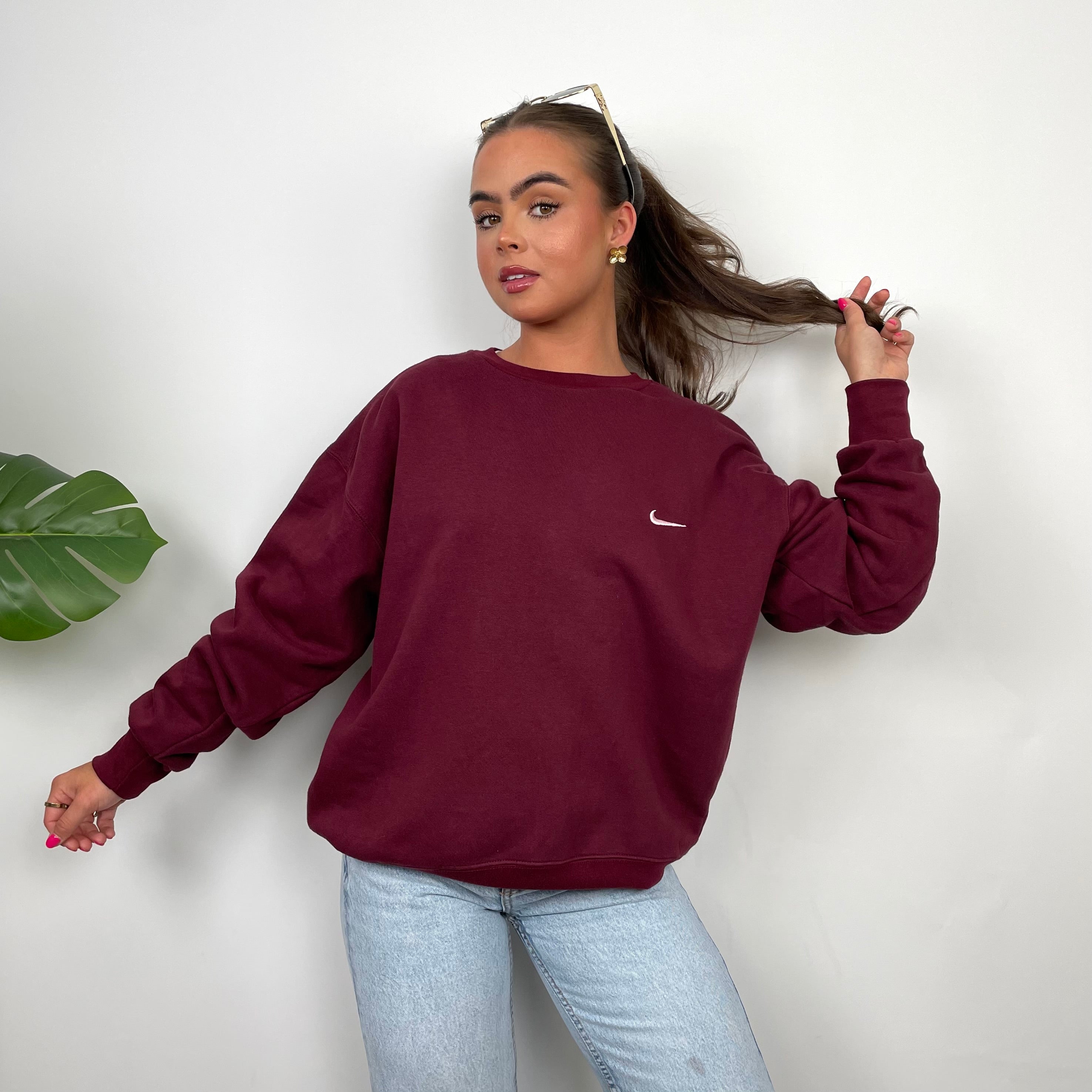 Nike Maroon Embroidered Swoosh Sweatshirt (M)