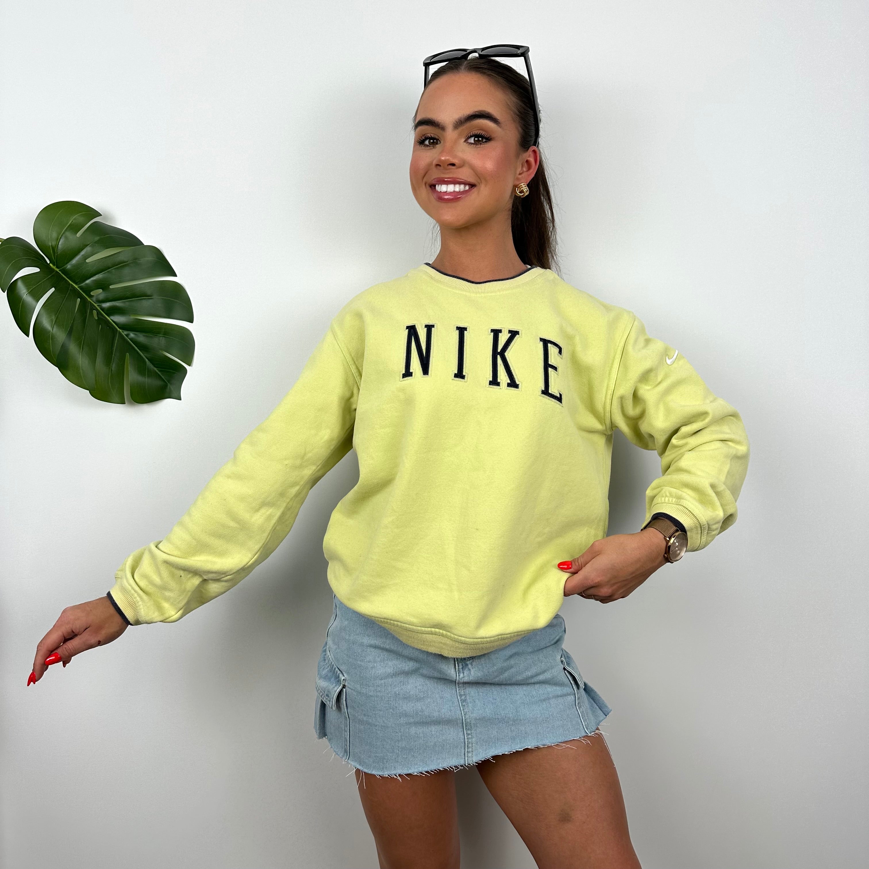 Nike Lime Embroidered Spell Out Sweatshirt (S)