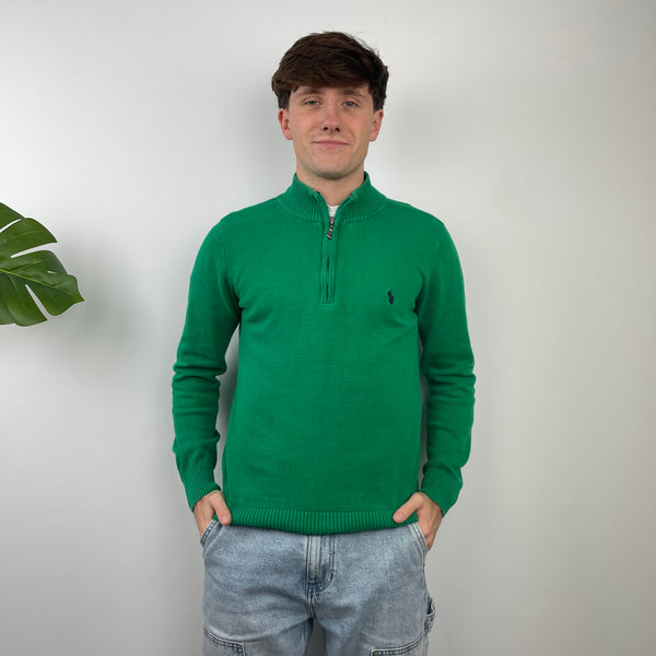 Polo Ralph Lauren Green Embroidered Logo Quarter Zip Sweatshirt (S)