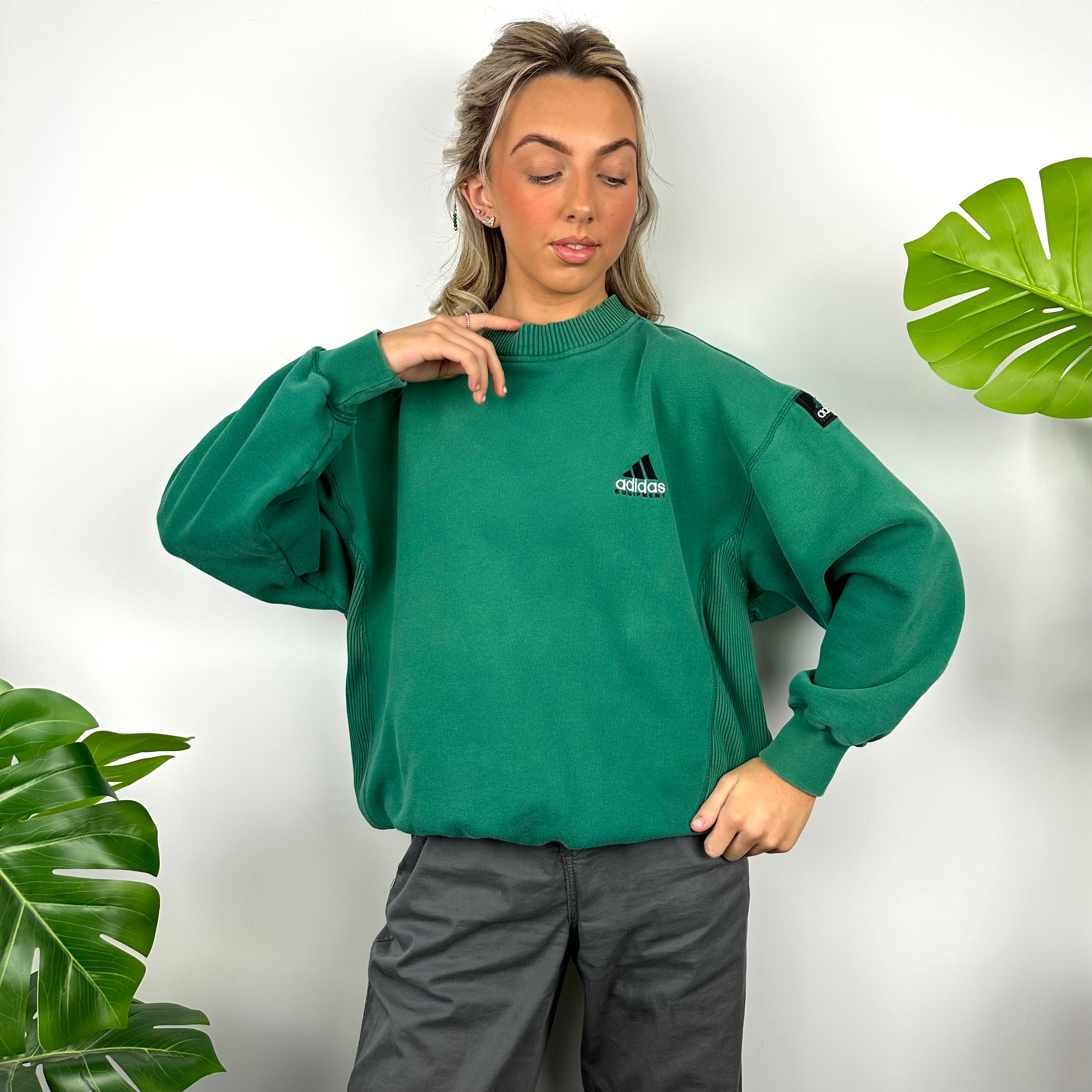 Adidas Equipment RARE Green Embroidered Spell Out Sweatshirt (L)