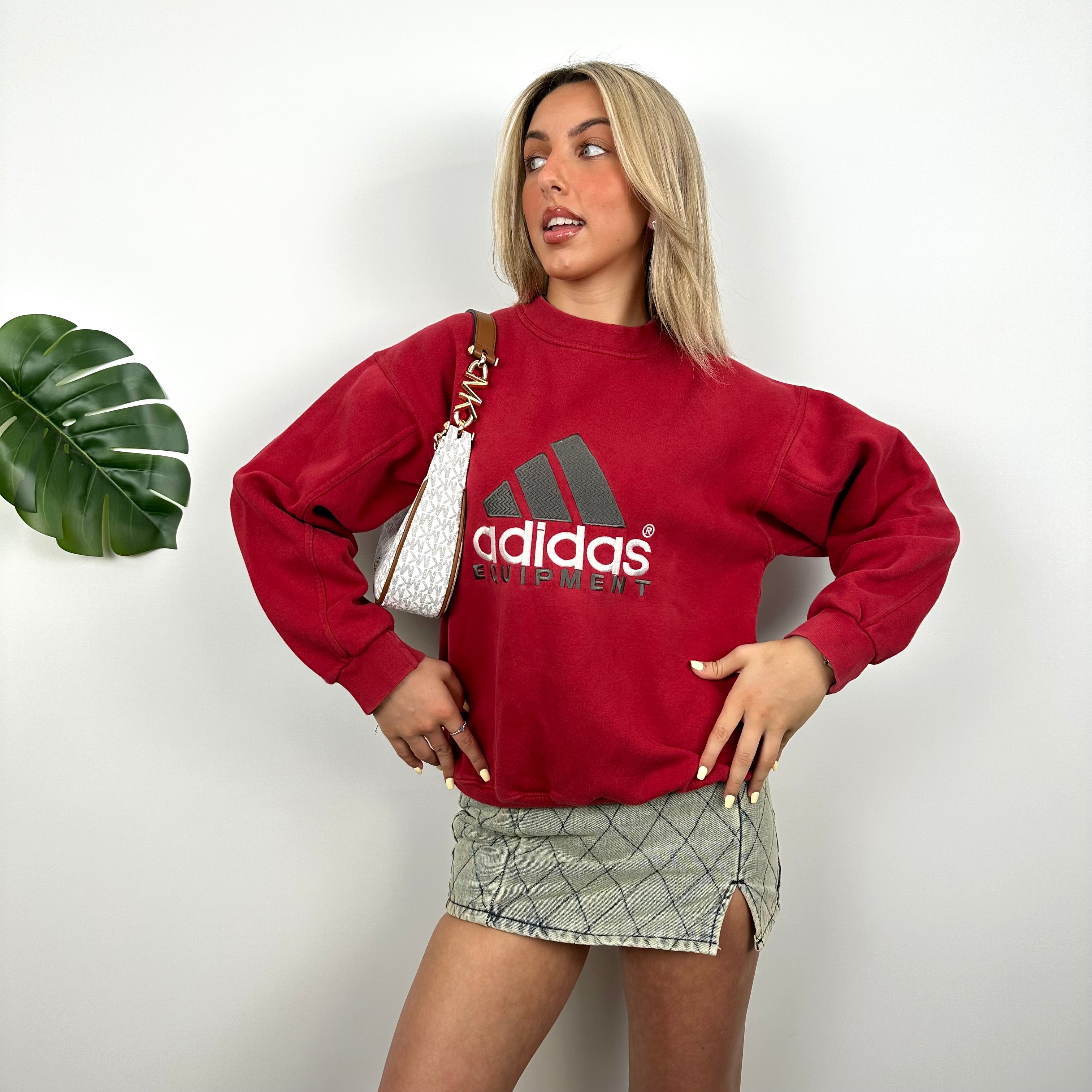 Adidas Equipment RARE Red Embroidered Spell Out Sweatshirt (M)