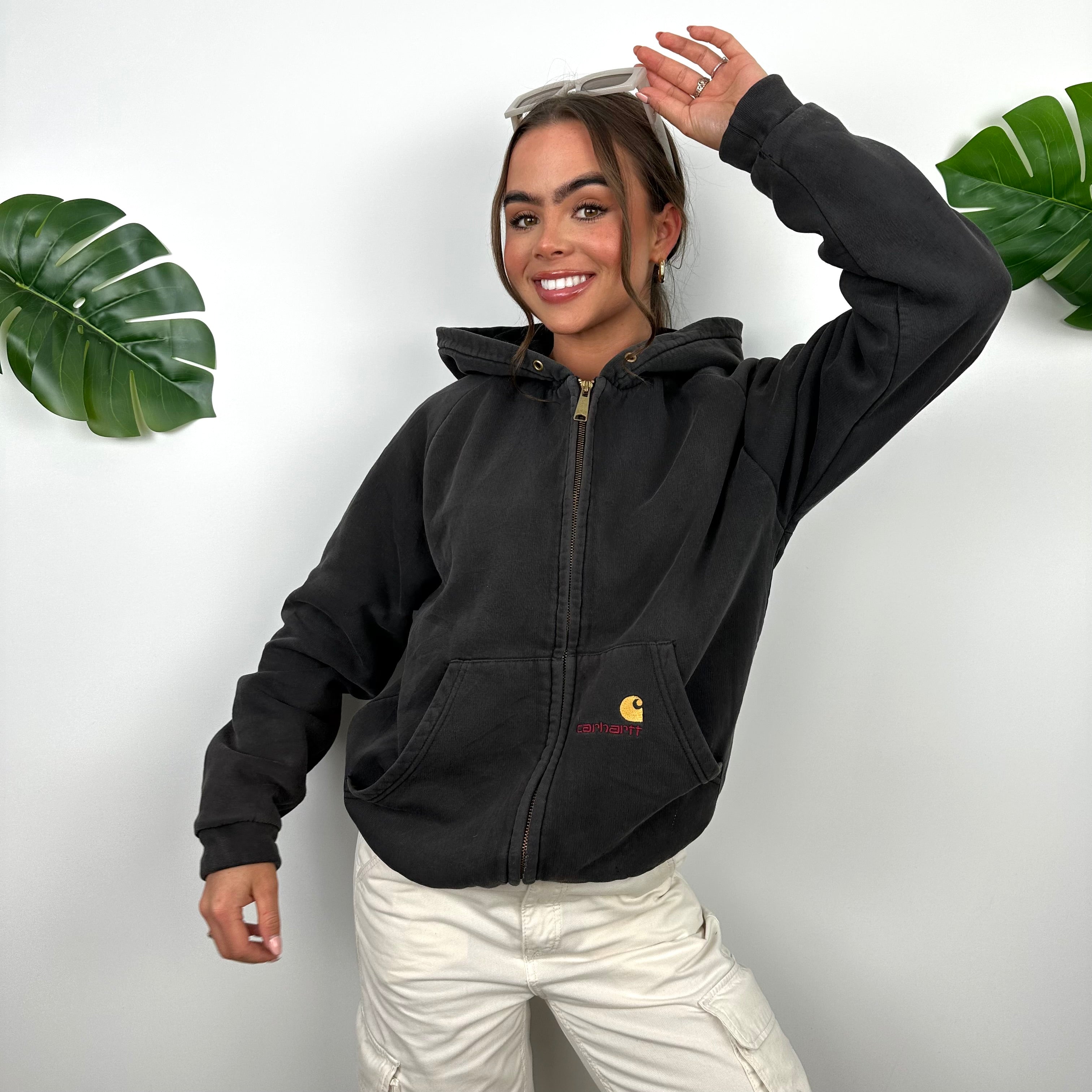 Carhartt Black Embroidered Logo Zip Up Hoodie Jacket (S)